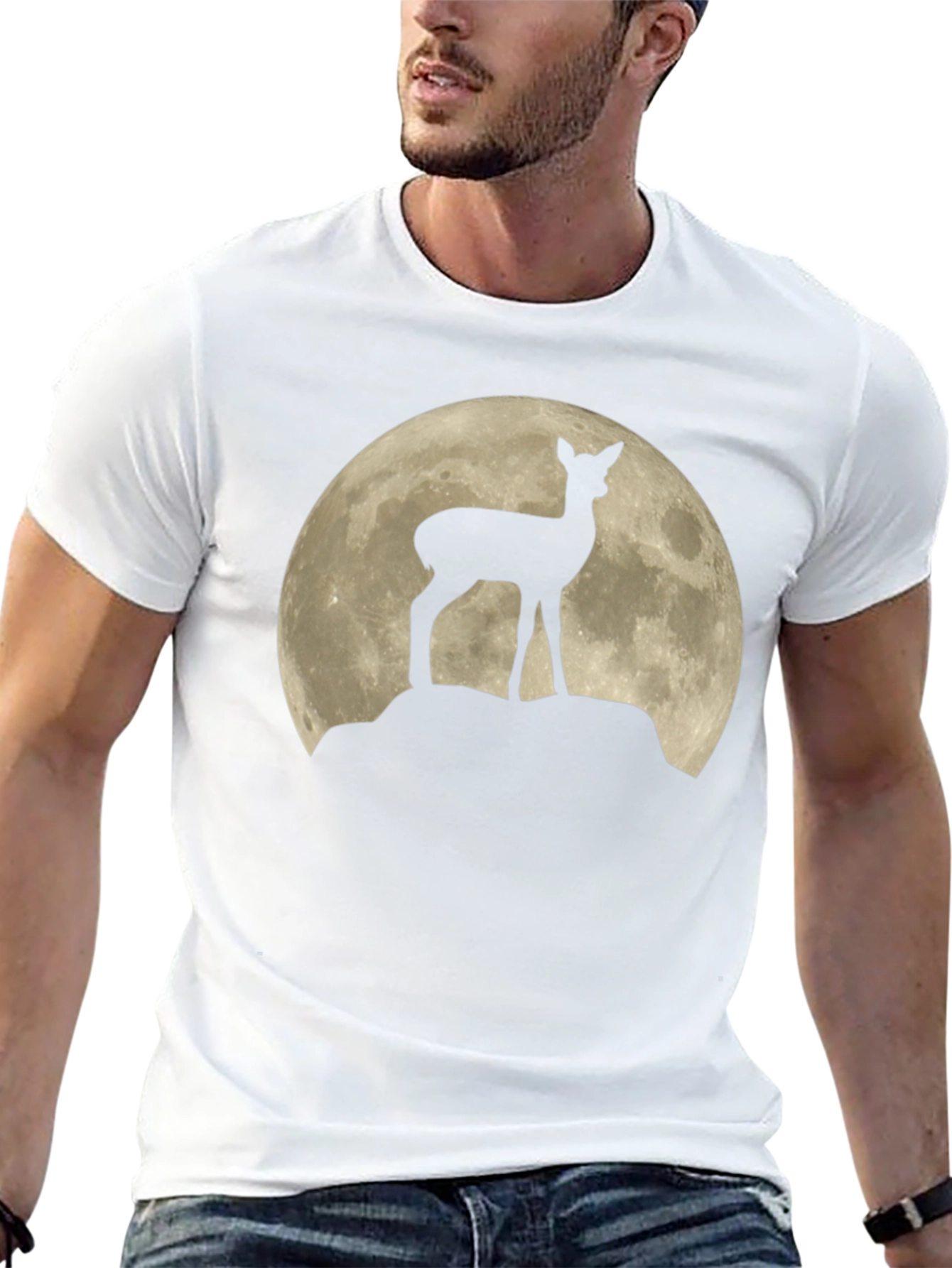 Deer Silhouette Moon Graphic T-Shirt