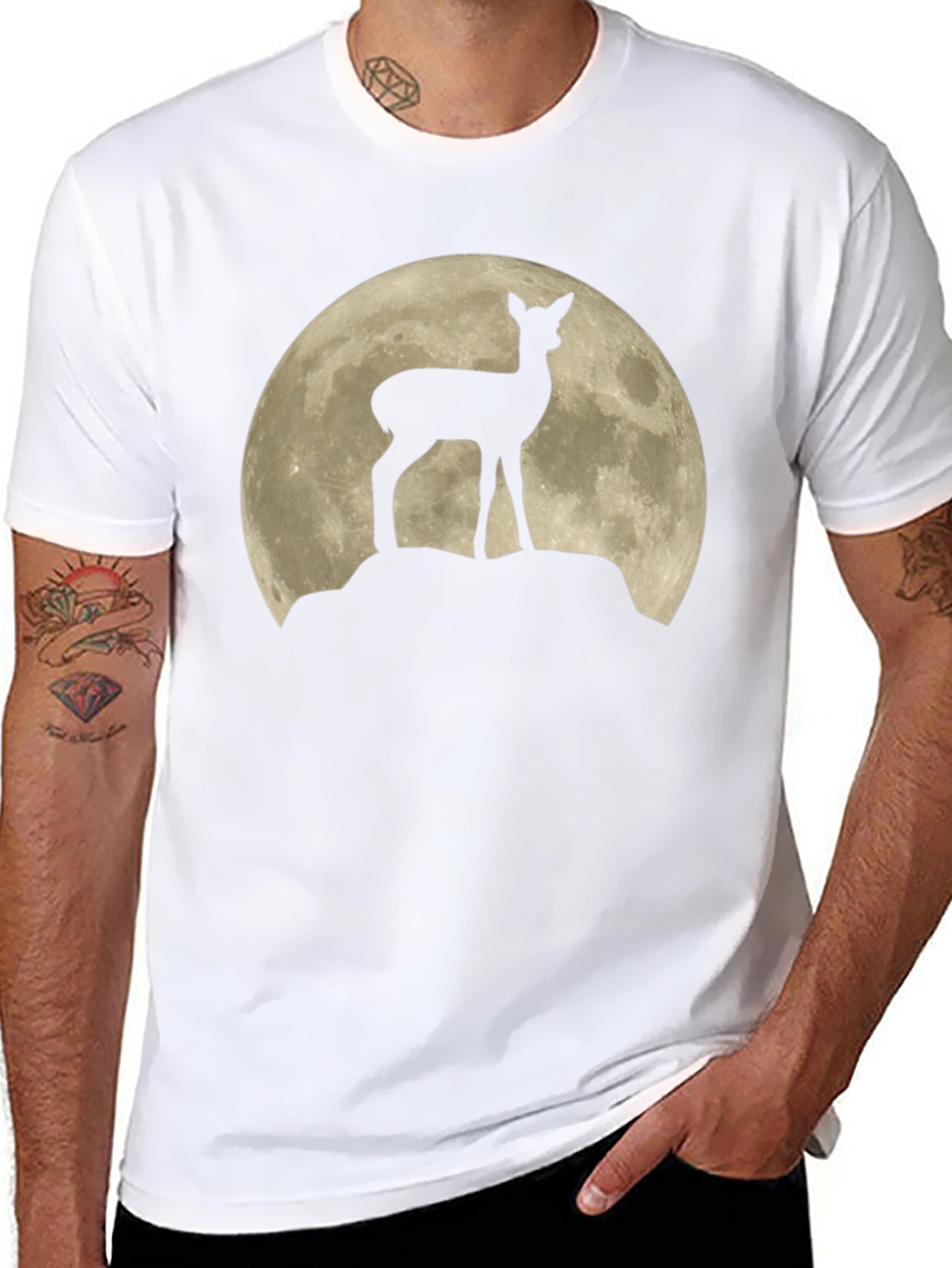 Deer Silhouette Moon Graphic T-Shirt