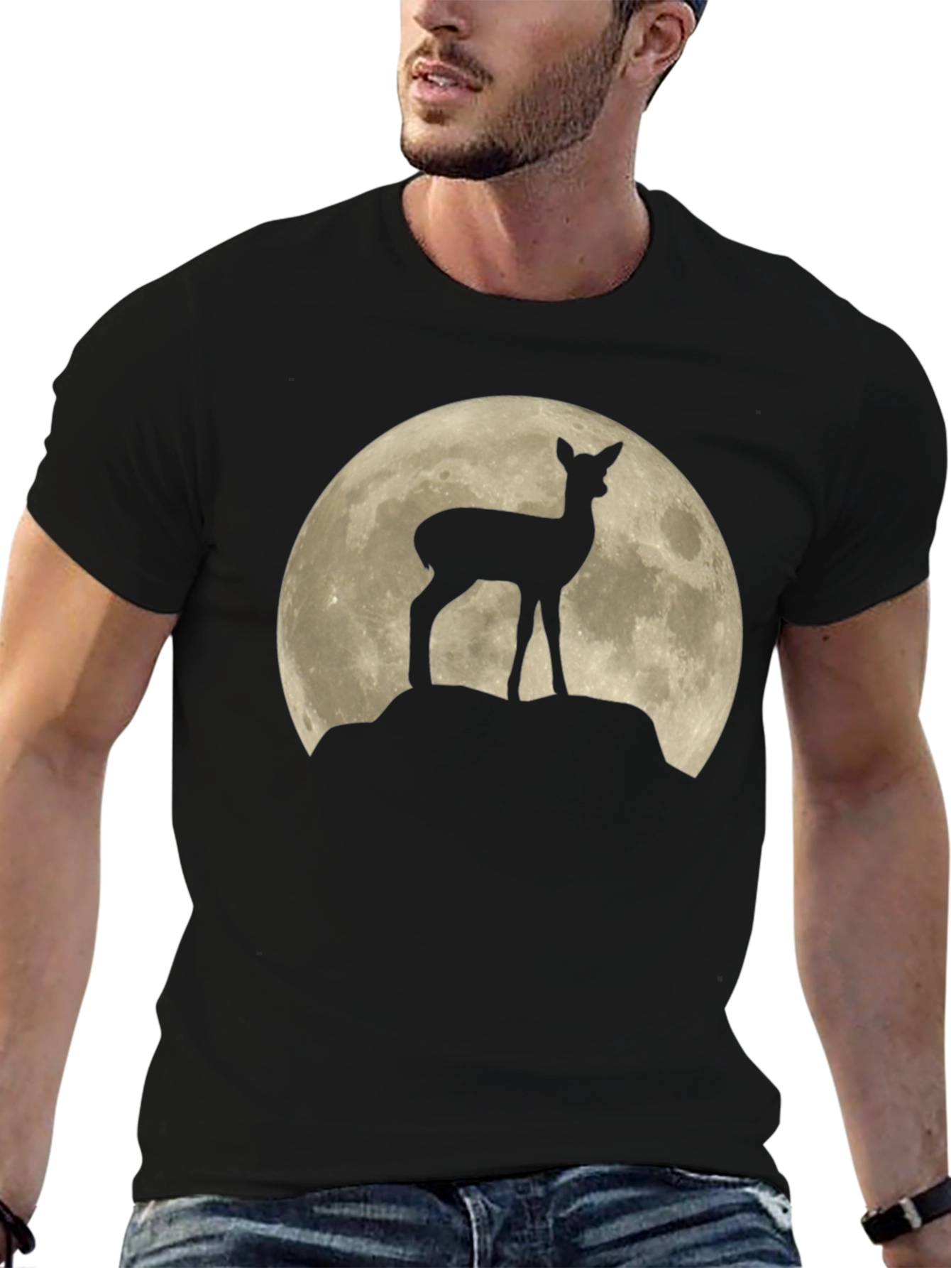 Deer Silhouette Moon Graphic T-Shirt