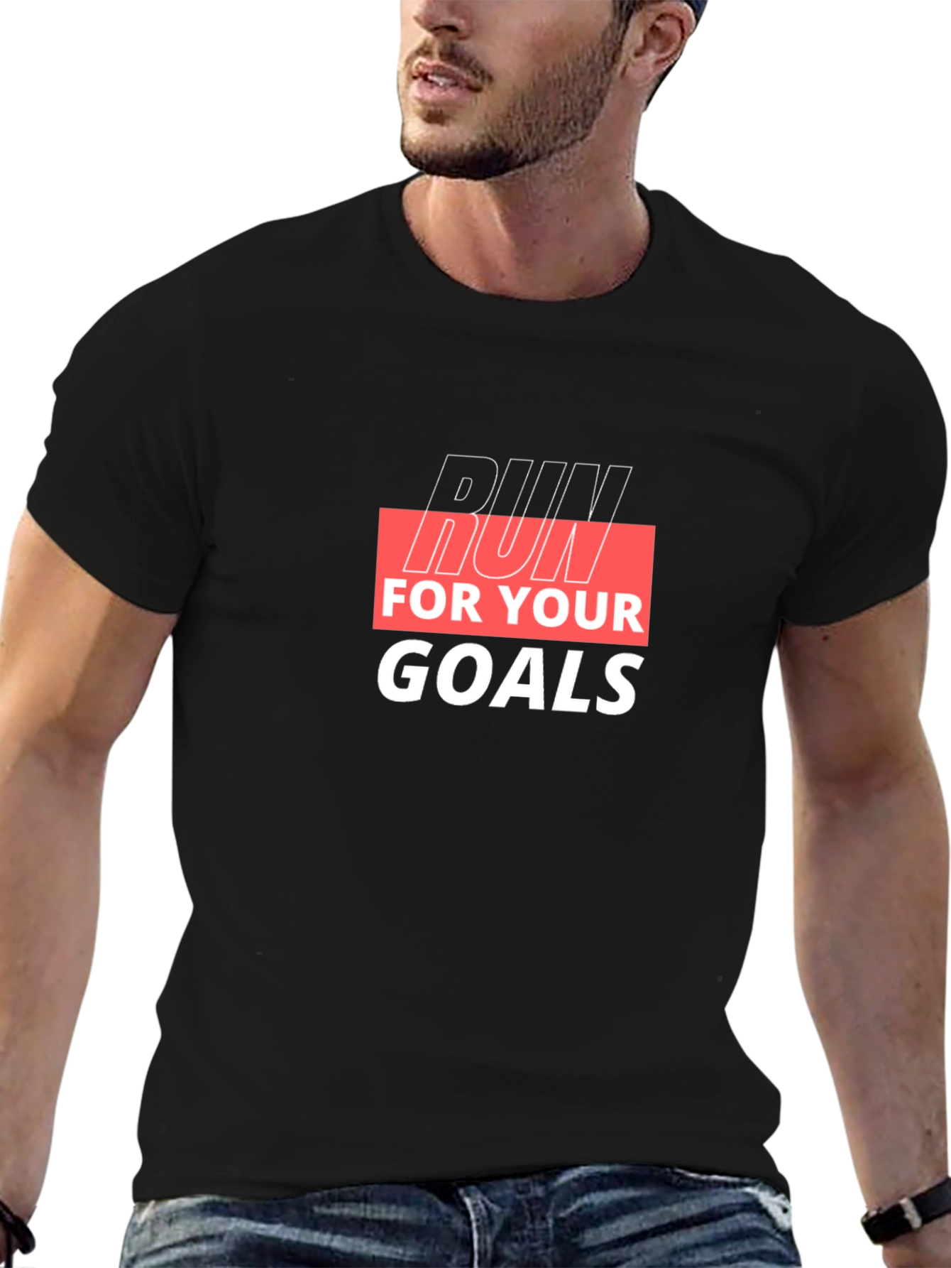 Run For Your Goals Black Graphic Tee