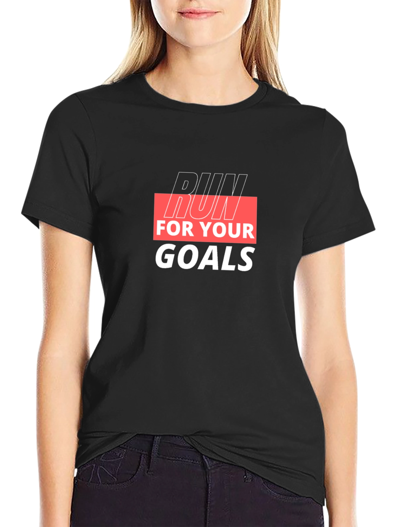 Run For Your Goals Black Graphic Tee