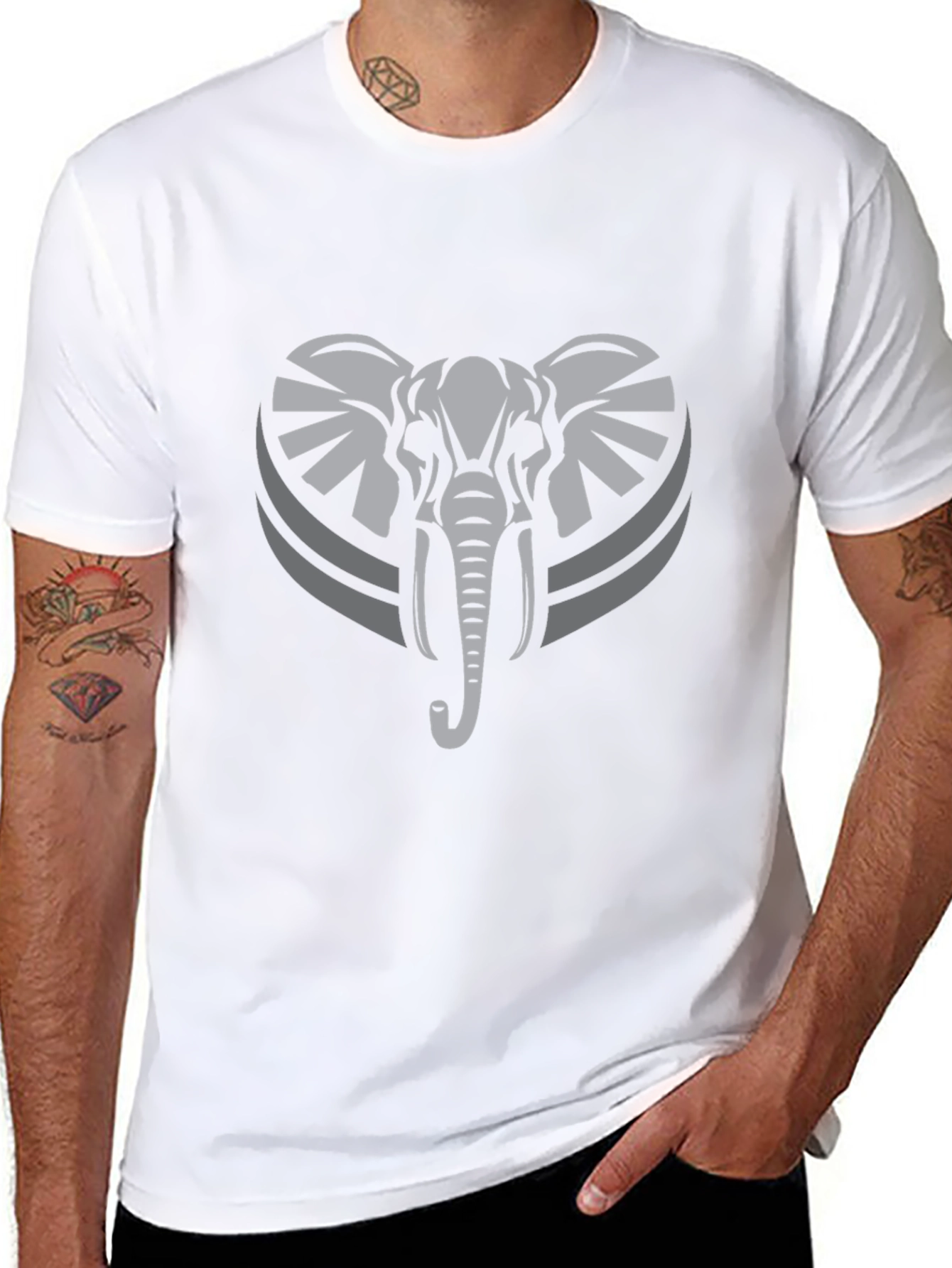 Elephant Graphic Tee - Stylish Mens Black T-Shirt