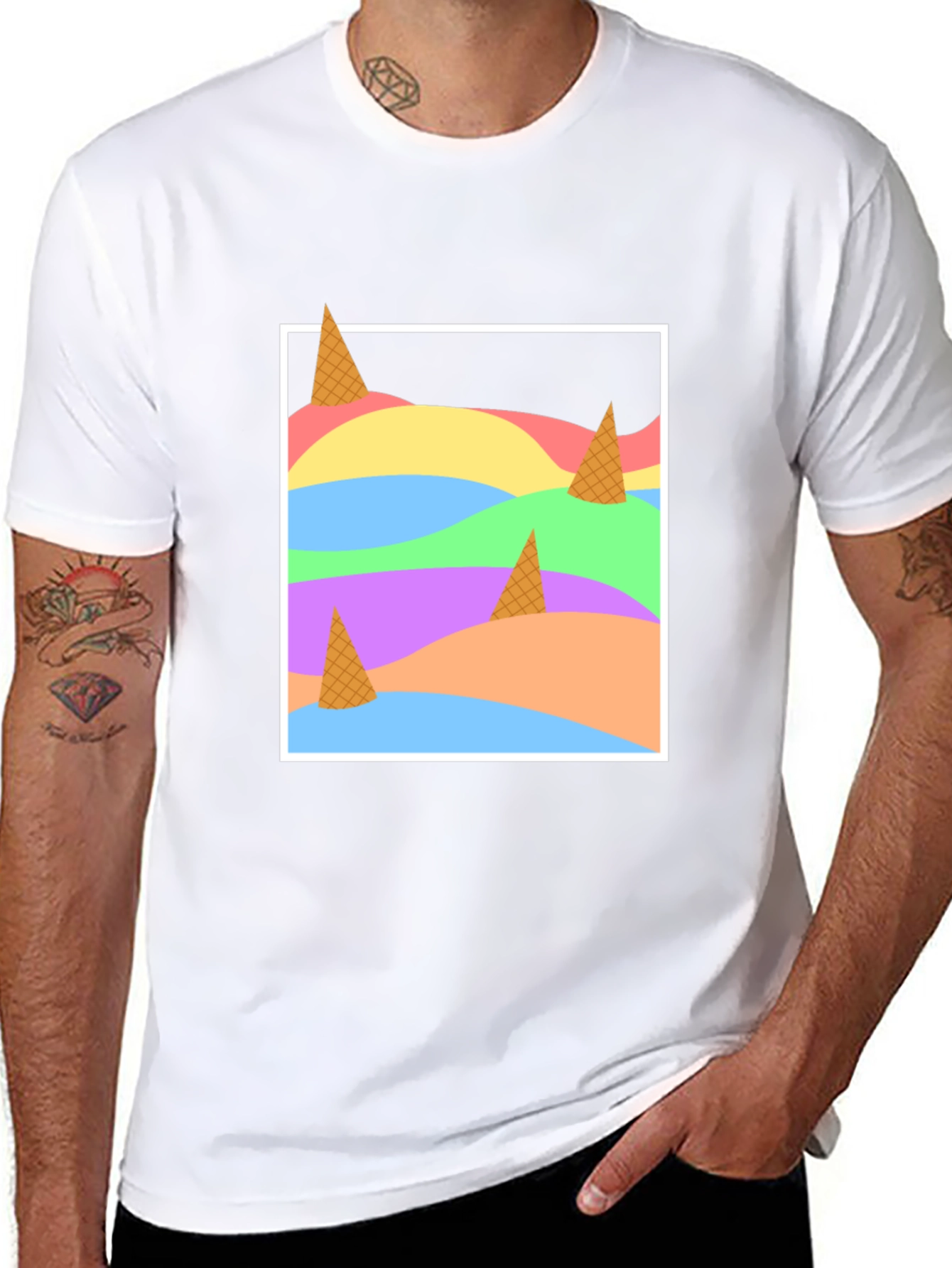 Abstract Ice Cream Cones T-Shirt - Modern Art Tee