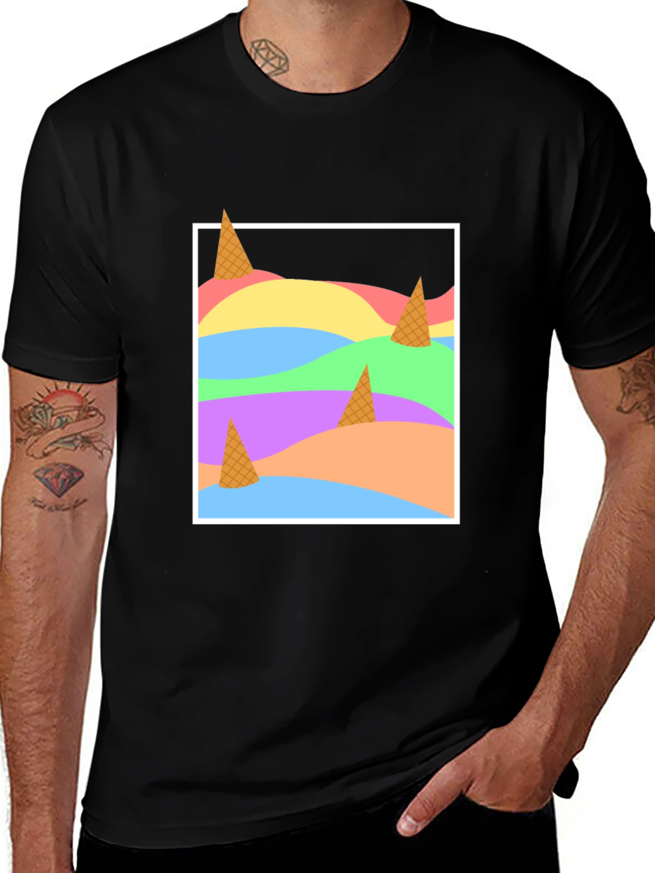 Abstract Ice Cream Cones T-Shirt - Modern Art Tee