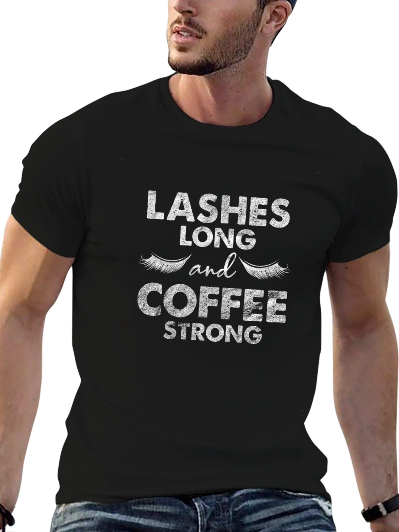 Lashes Long Coffee Strong Graphic Tee