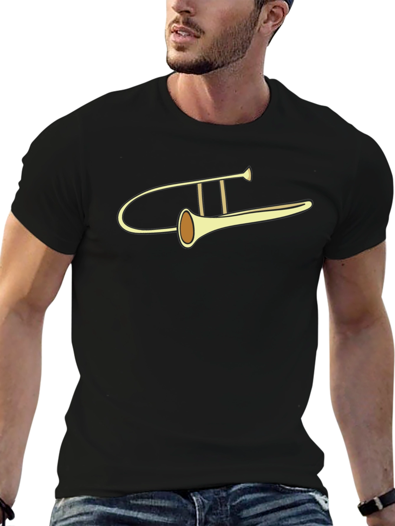 Trombone Graphic Tee - Musical Instrument Design