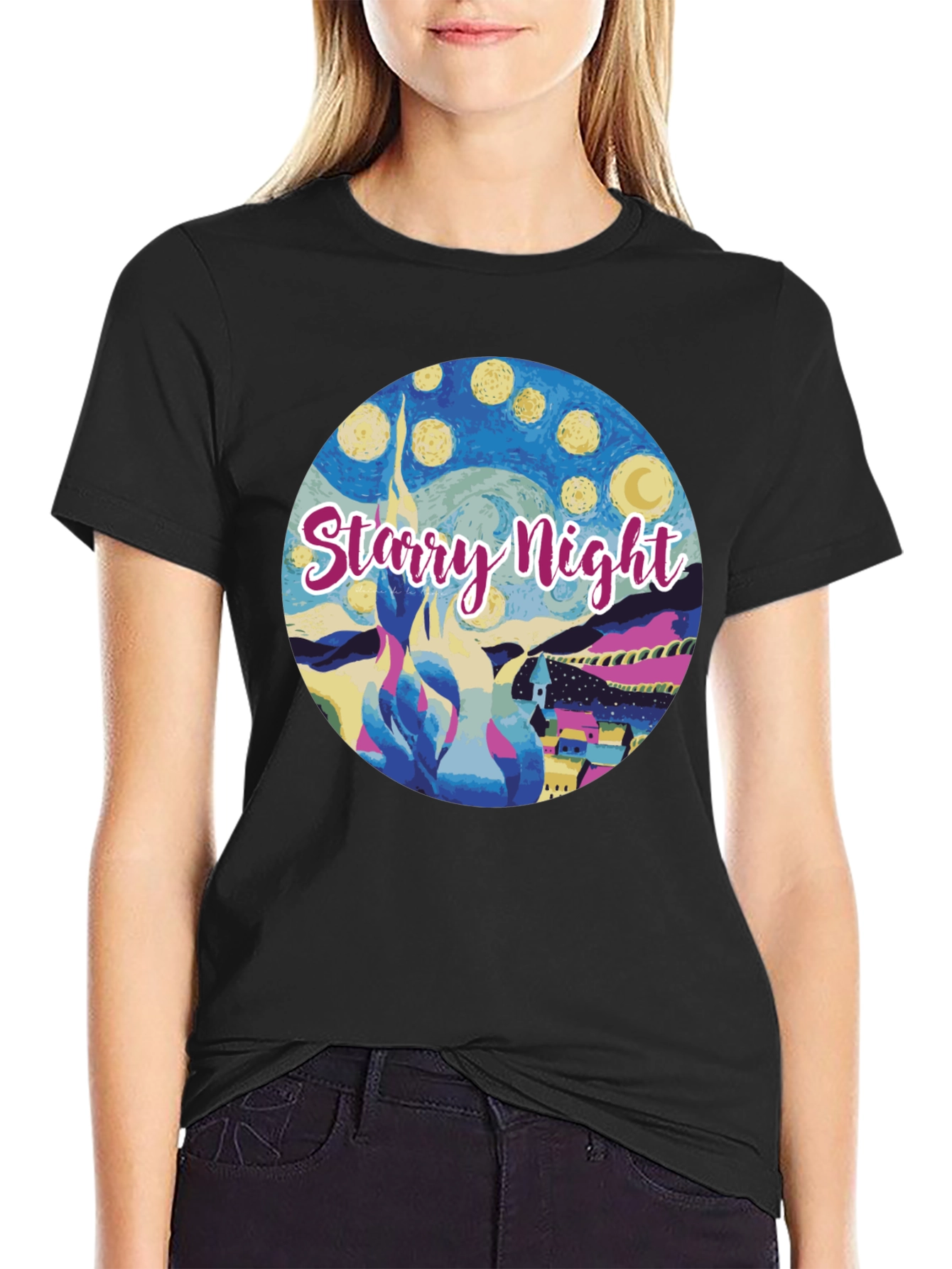 Starry Night Graphic Tee - Artistic Comfort