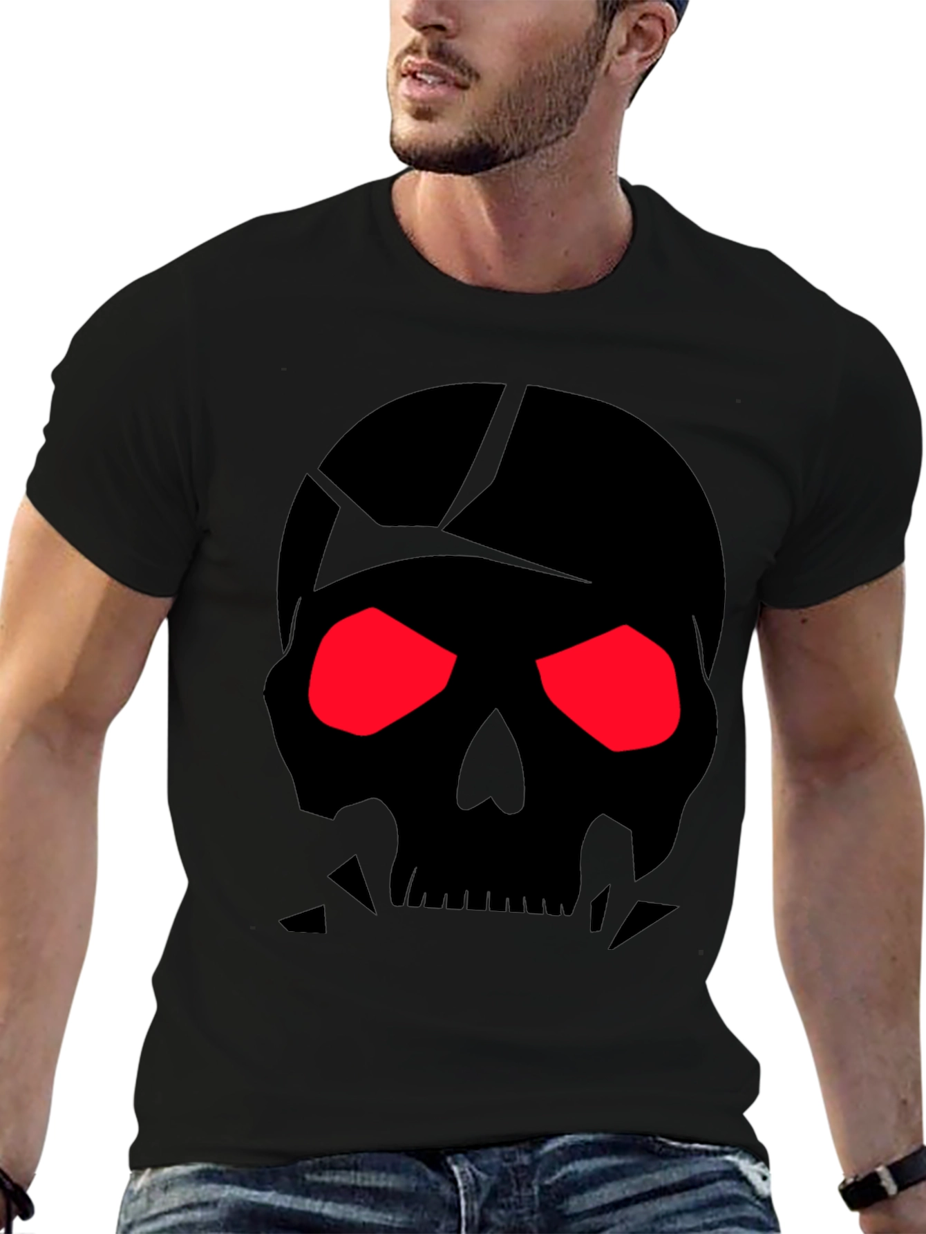 Mens Black Skull Graphic Tee