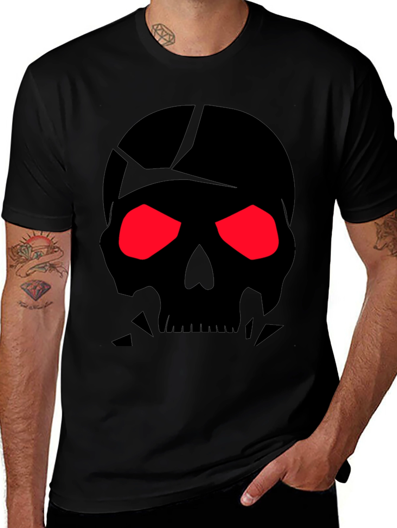 Mens Black Skull Graphic Tee