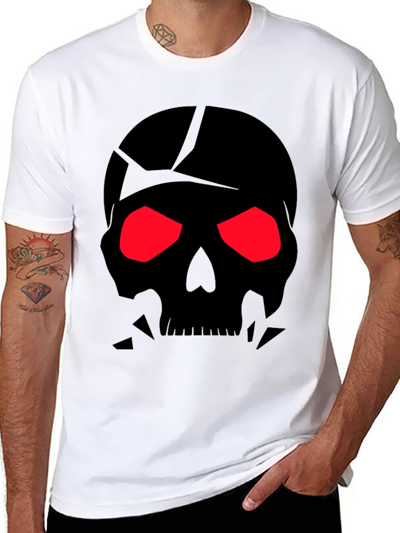 Mens Black Skull Graphic Tee