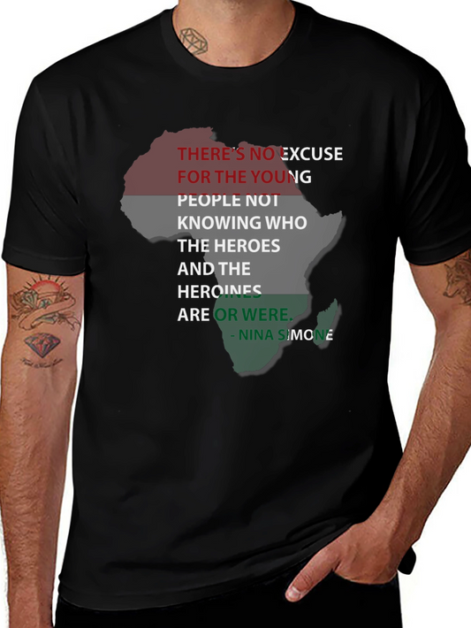 Black T-Shirt Nina Simone Quote Pan-African Flag Africa Shape