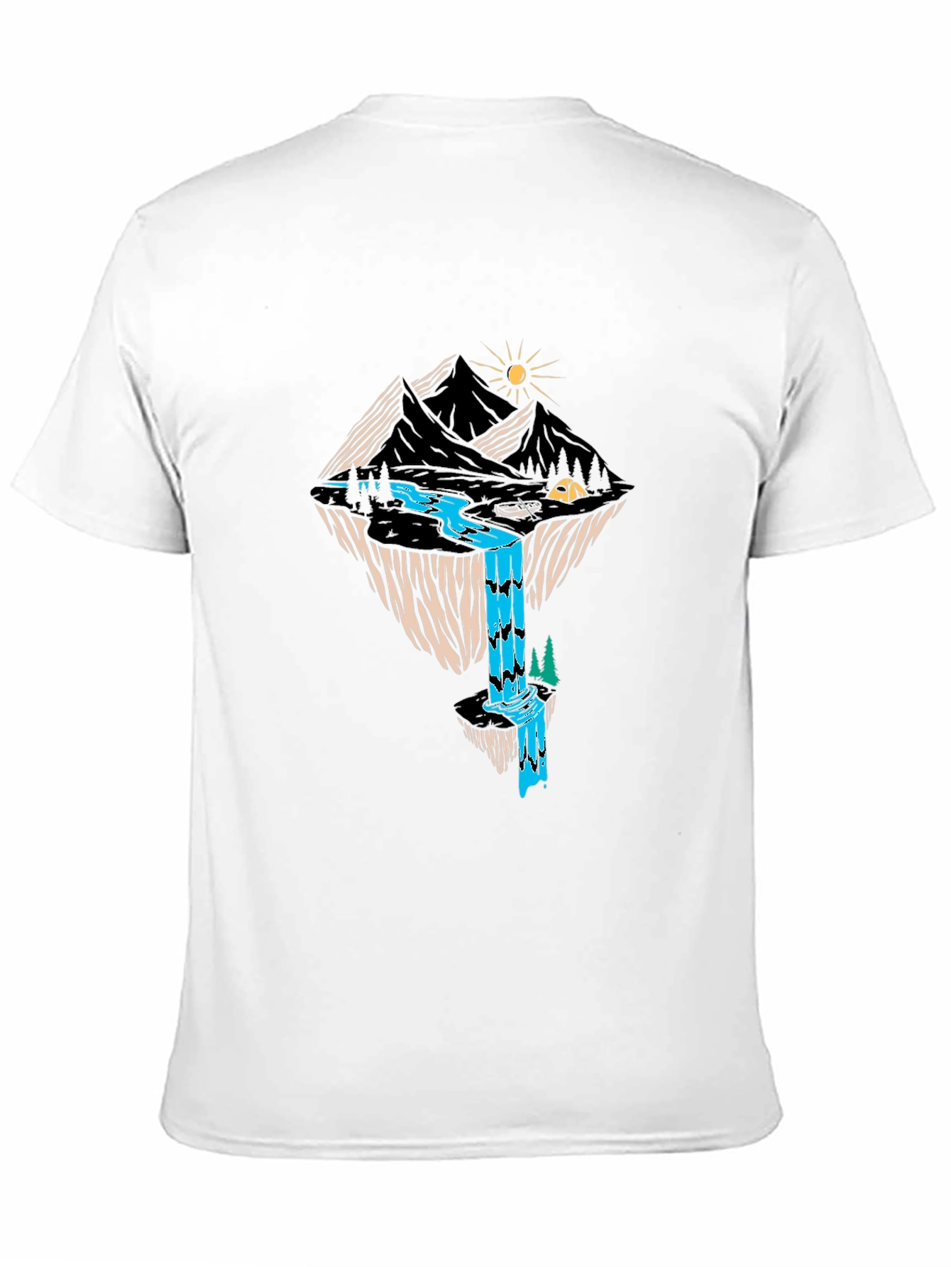 Mountain Waterfall Graphic Tee - Black