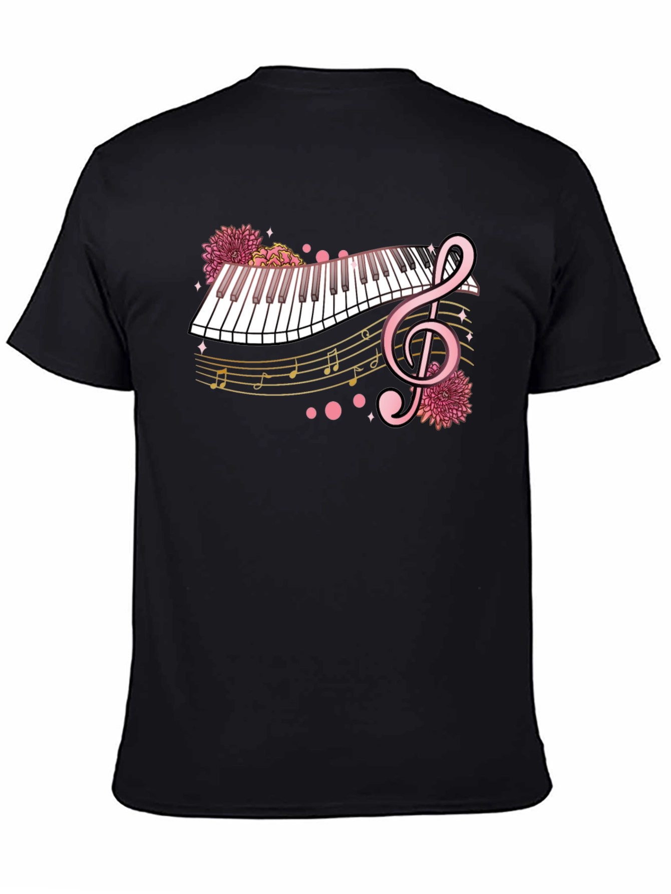 Floral Piano Graphic Tee - Music Lover Shirt