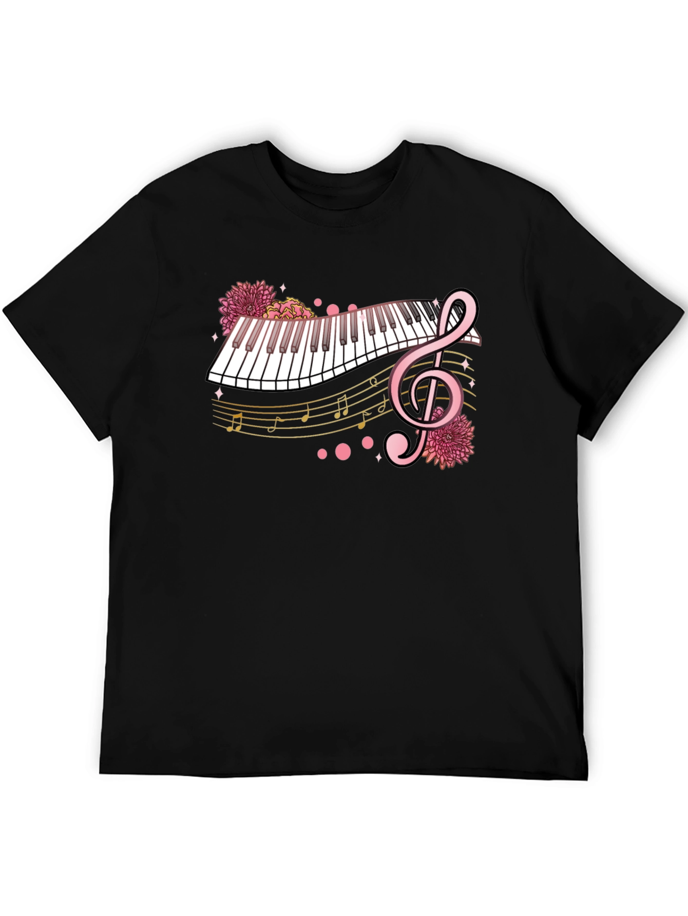 Floral Piano Graphic Tee - Music Lover Shirt