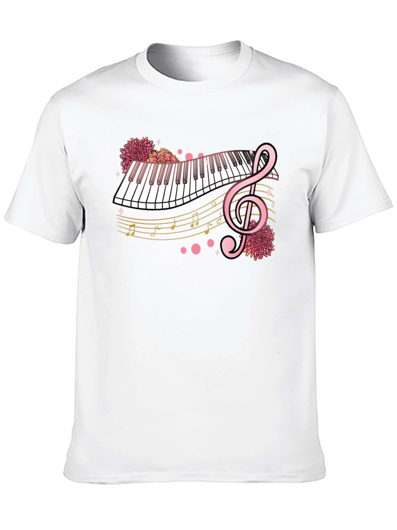 Floral Piano Graphic Tee - Music Lover Shirt