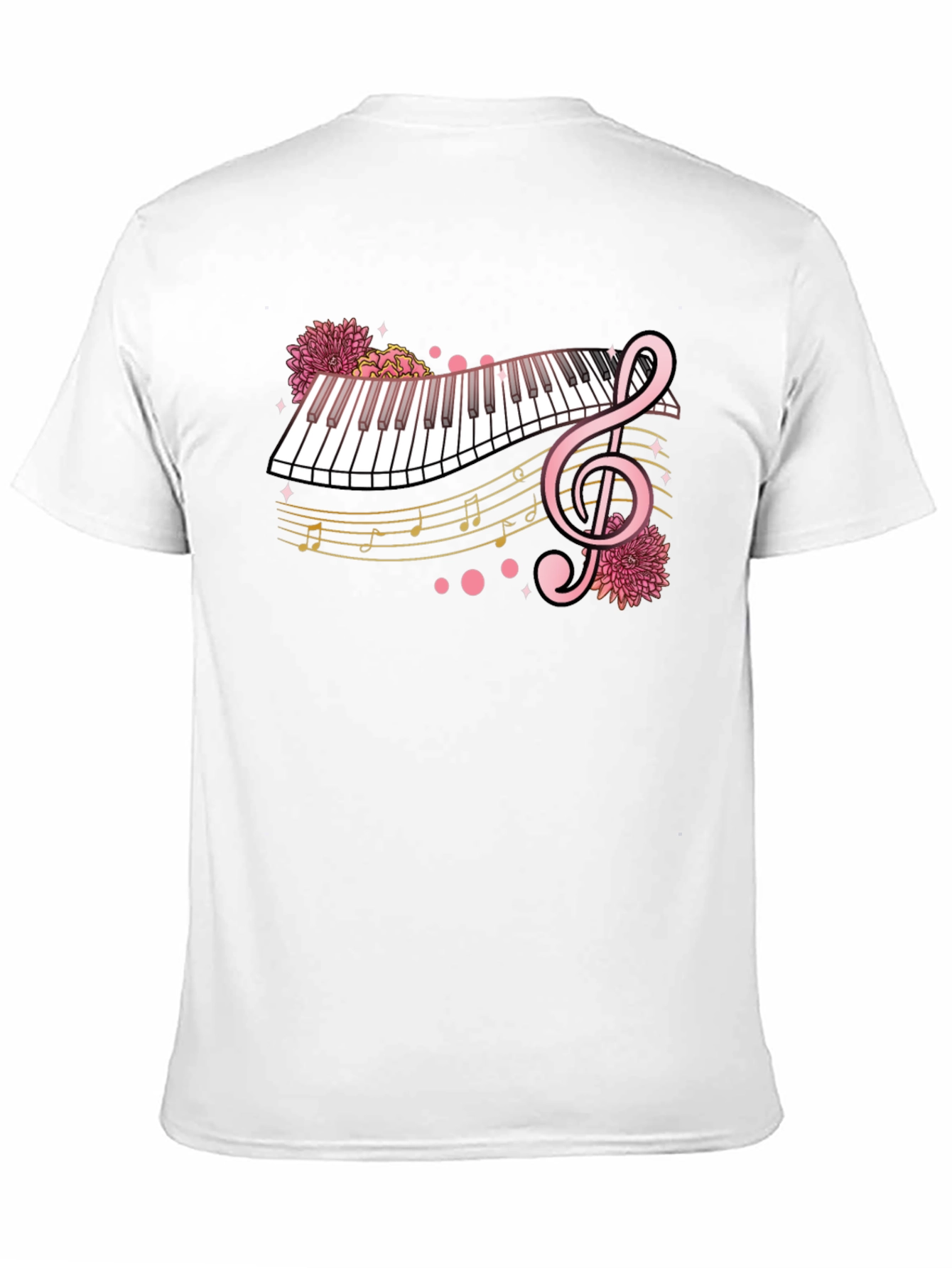 Floral Piano Graphic Tee - Music Lover Shirt