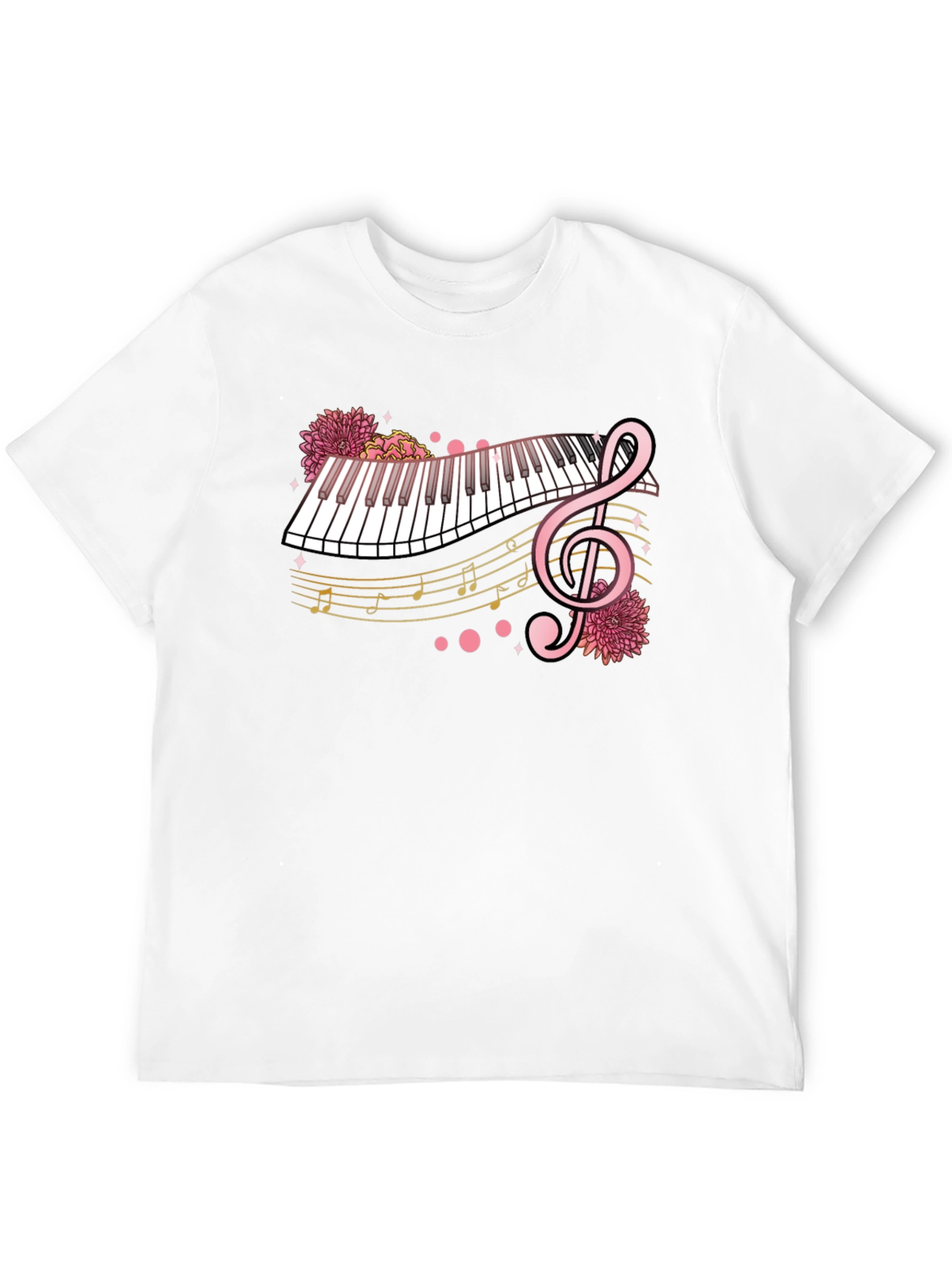 Floral Piano Graphic Tee - Music Lover Shirt