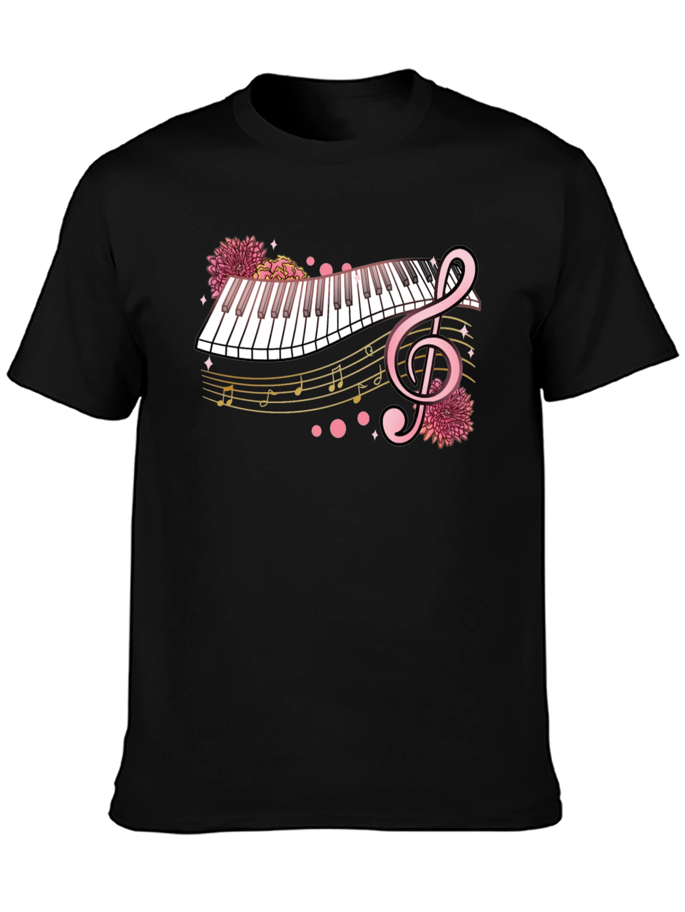 Floral Piano Graphic Tee - Music Lover Shirt