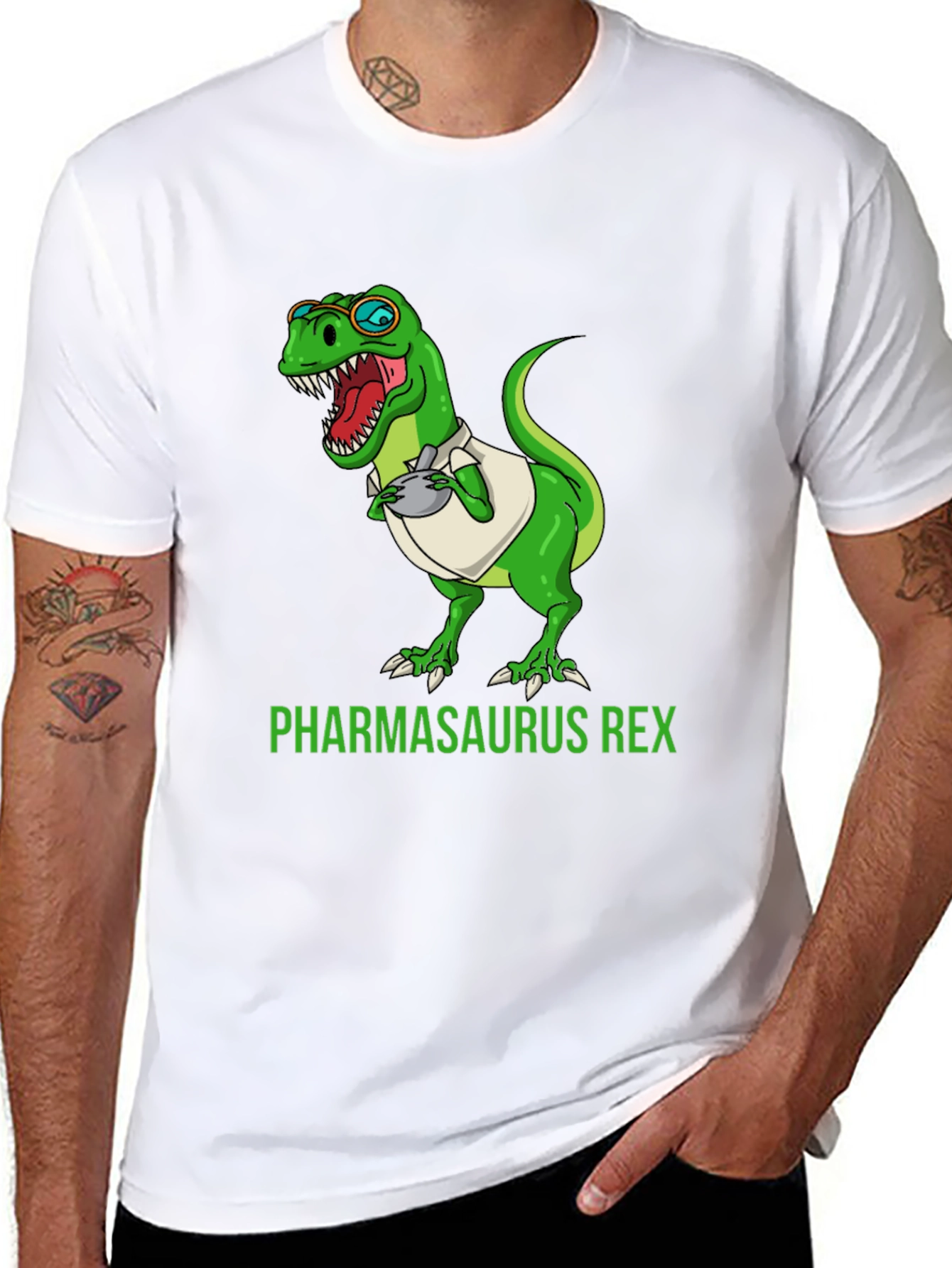 Pharmasaurus Rex T-Shirt - Science Dinosaur Tee