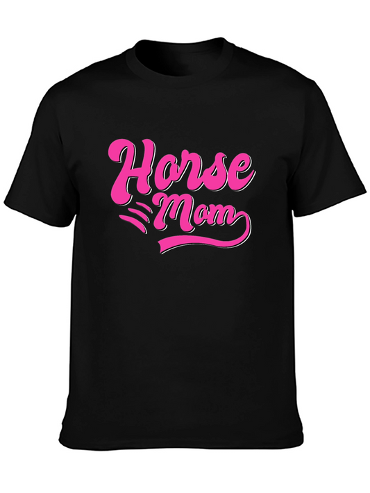 Horse Mom Graphic T-Shirt - Black Cotton Tee