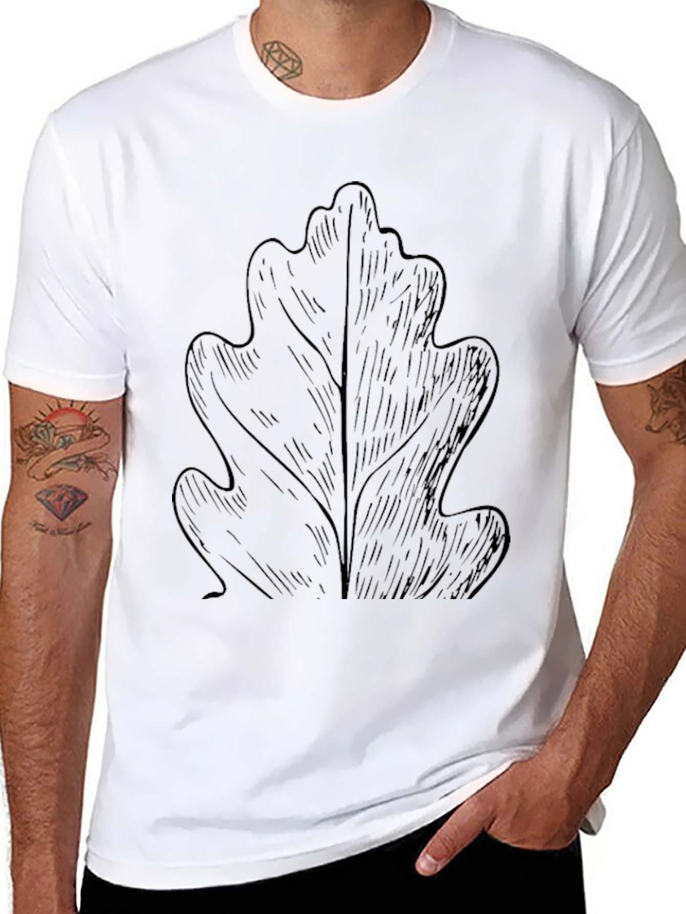 Leaf Graphic Tee - Stylish Black Cotton T-Shirt