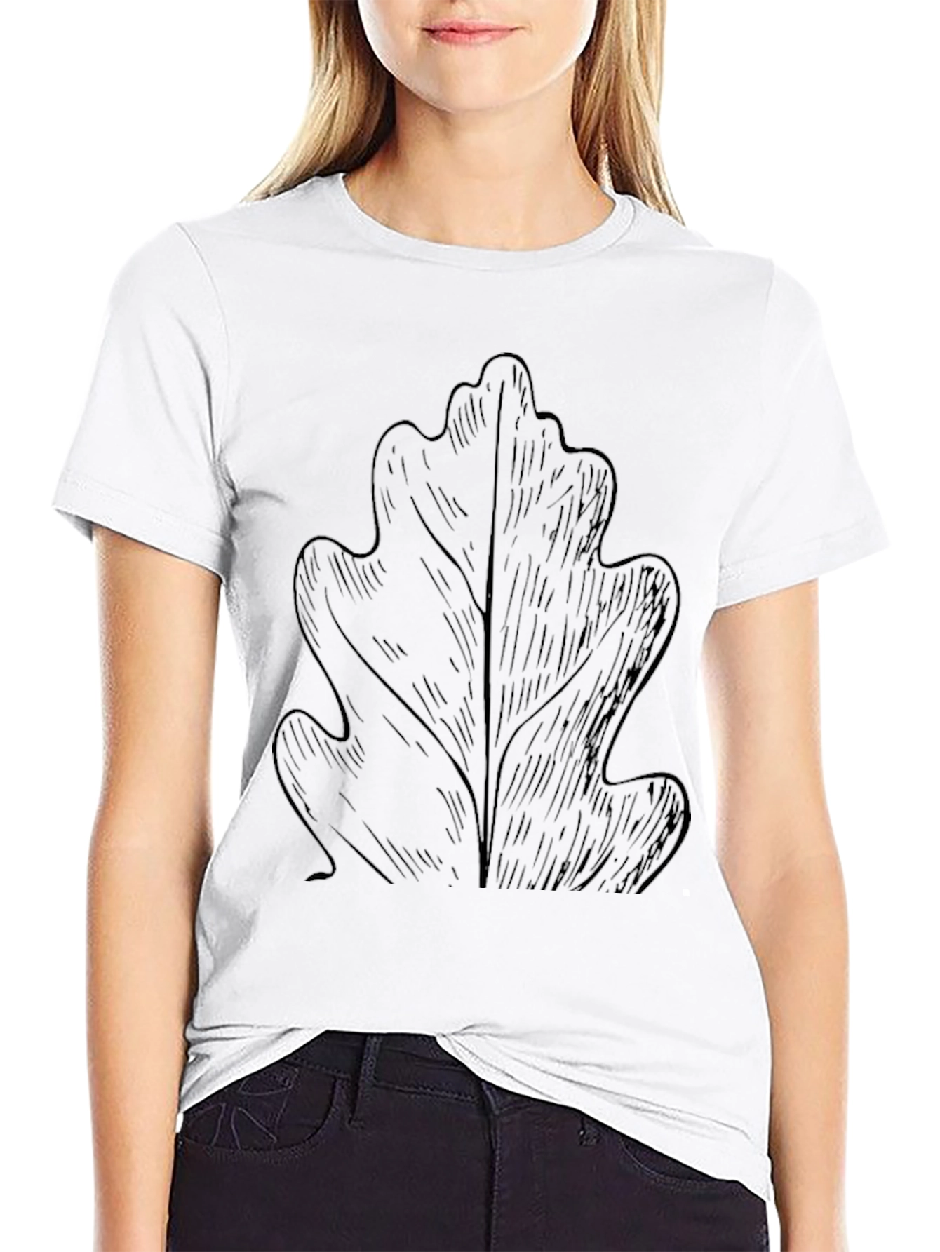 Leaf Graphic Tee - Stylish Black Cotton T-Shirt