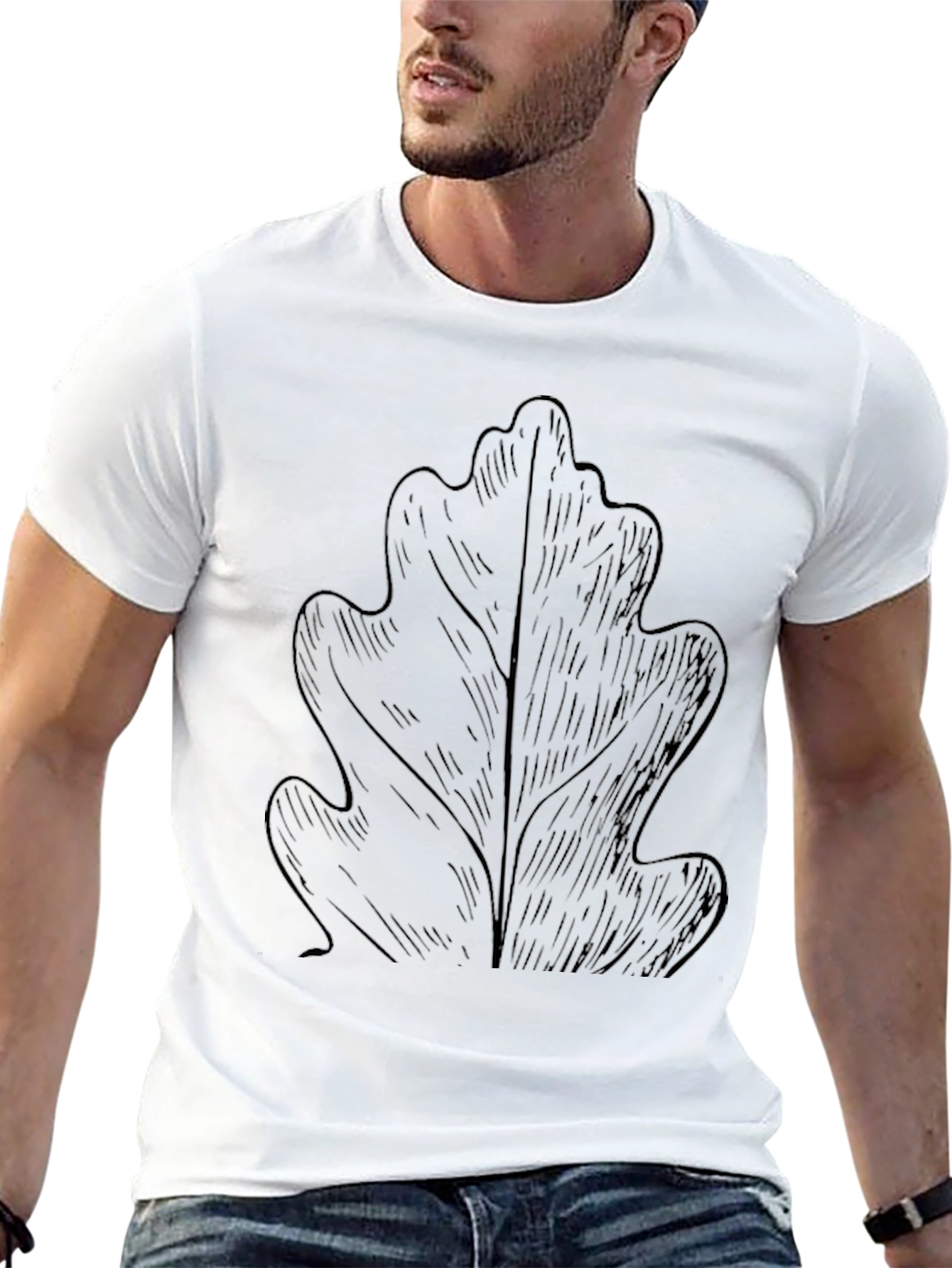 Leaf Graphic Tee - Stylish Black Cotton T-Shirt