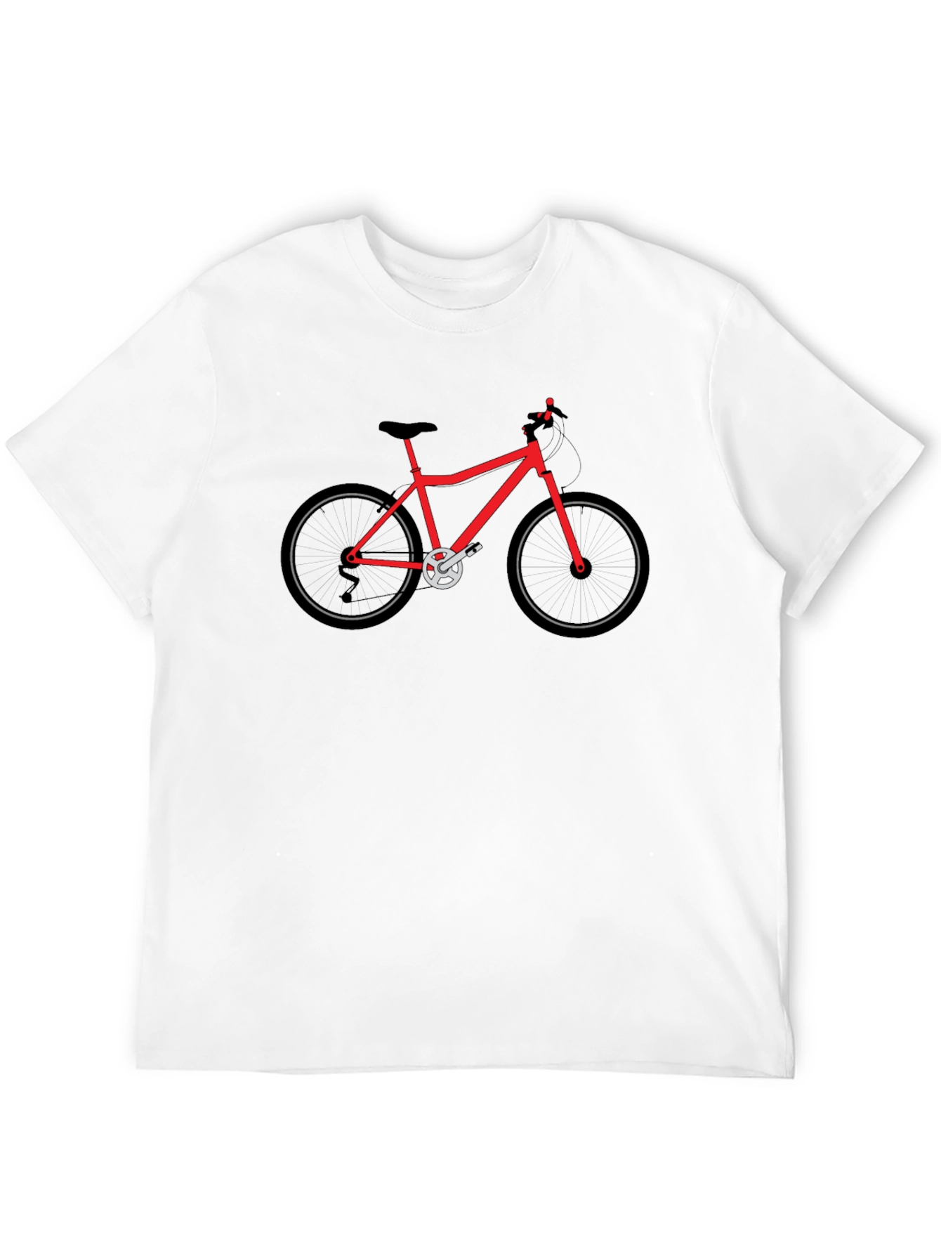 Mens Black T-Shirt with Red Bicycle Graphic