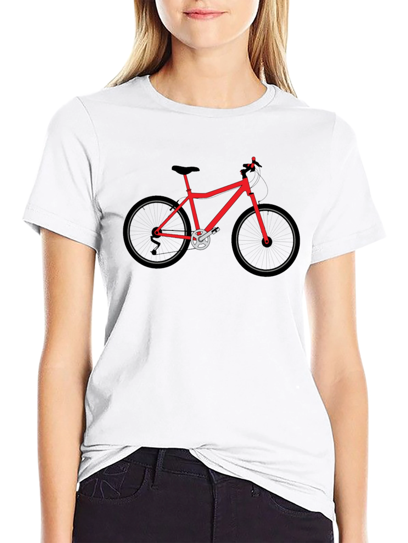 Mens Black T-Shirt with Red Bicycle Graphic