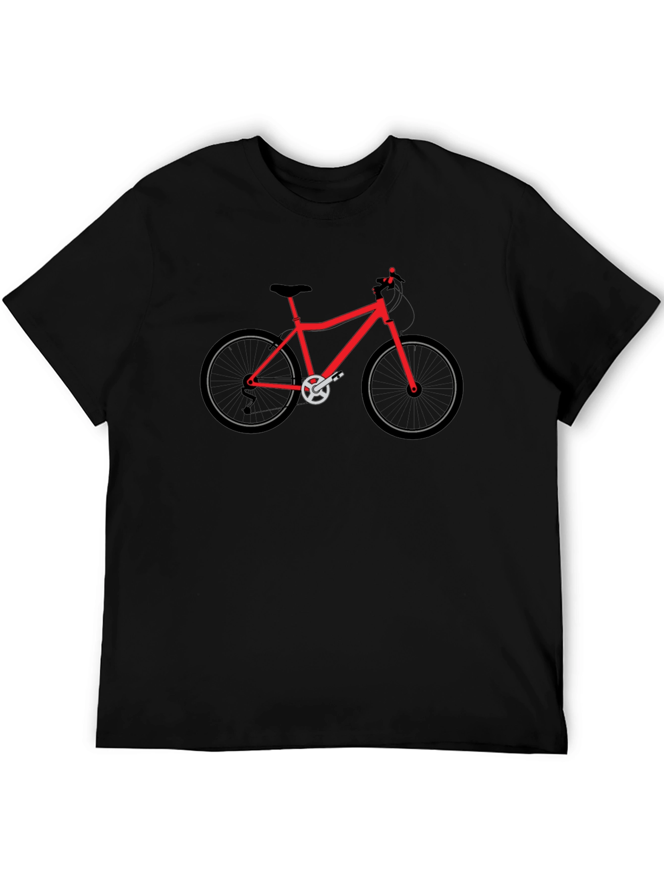 Mens Black T-Shirt with Red Bicycle Graphic