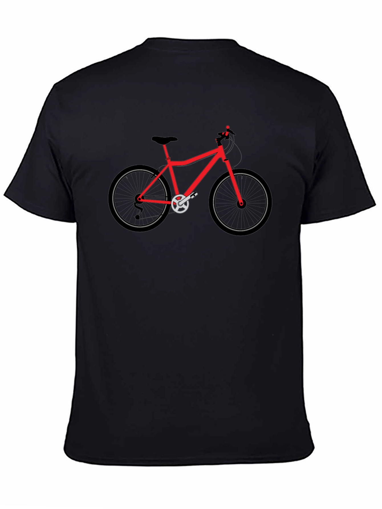 Mens Black T-Shirt with Red Bicycle Graphic