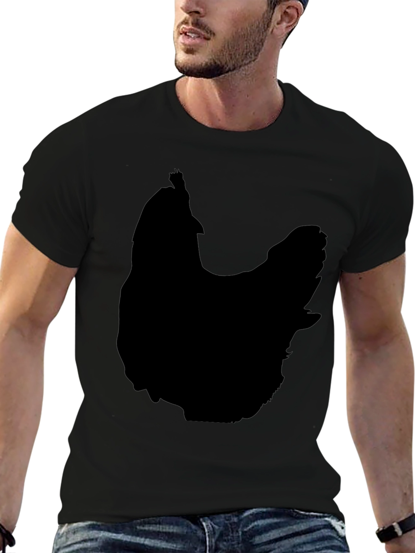 Mens Black Chicken Graphic Tee
