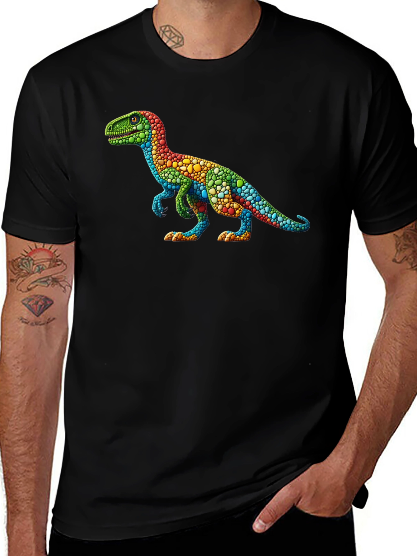 Rainbow Dinosaur T-Shirt - Unique Graphic Tee