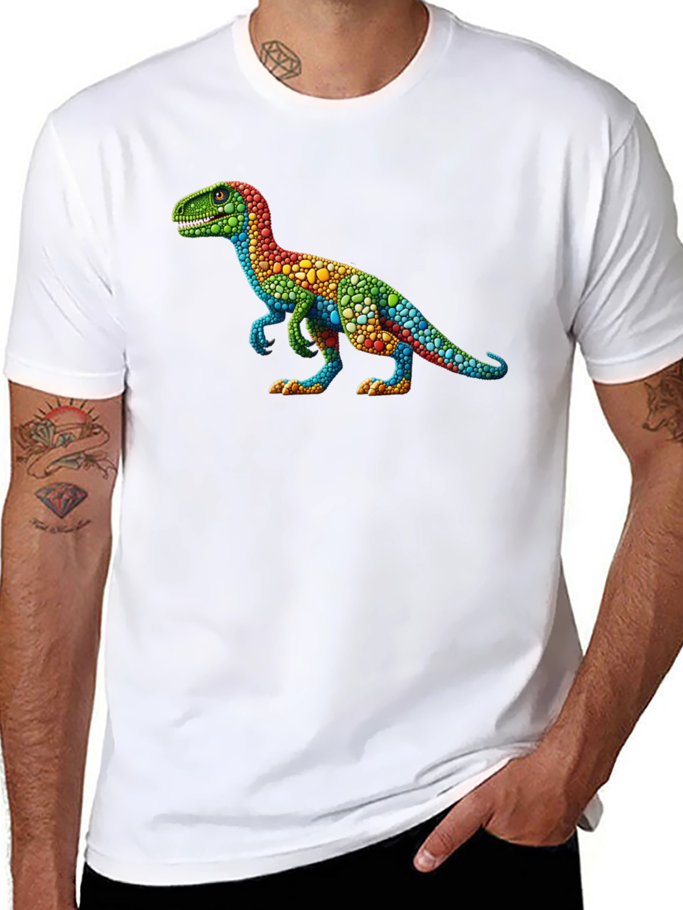 Rainbow Dinosaur T-Shirt - Unique Graphic Tee