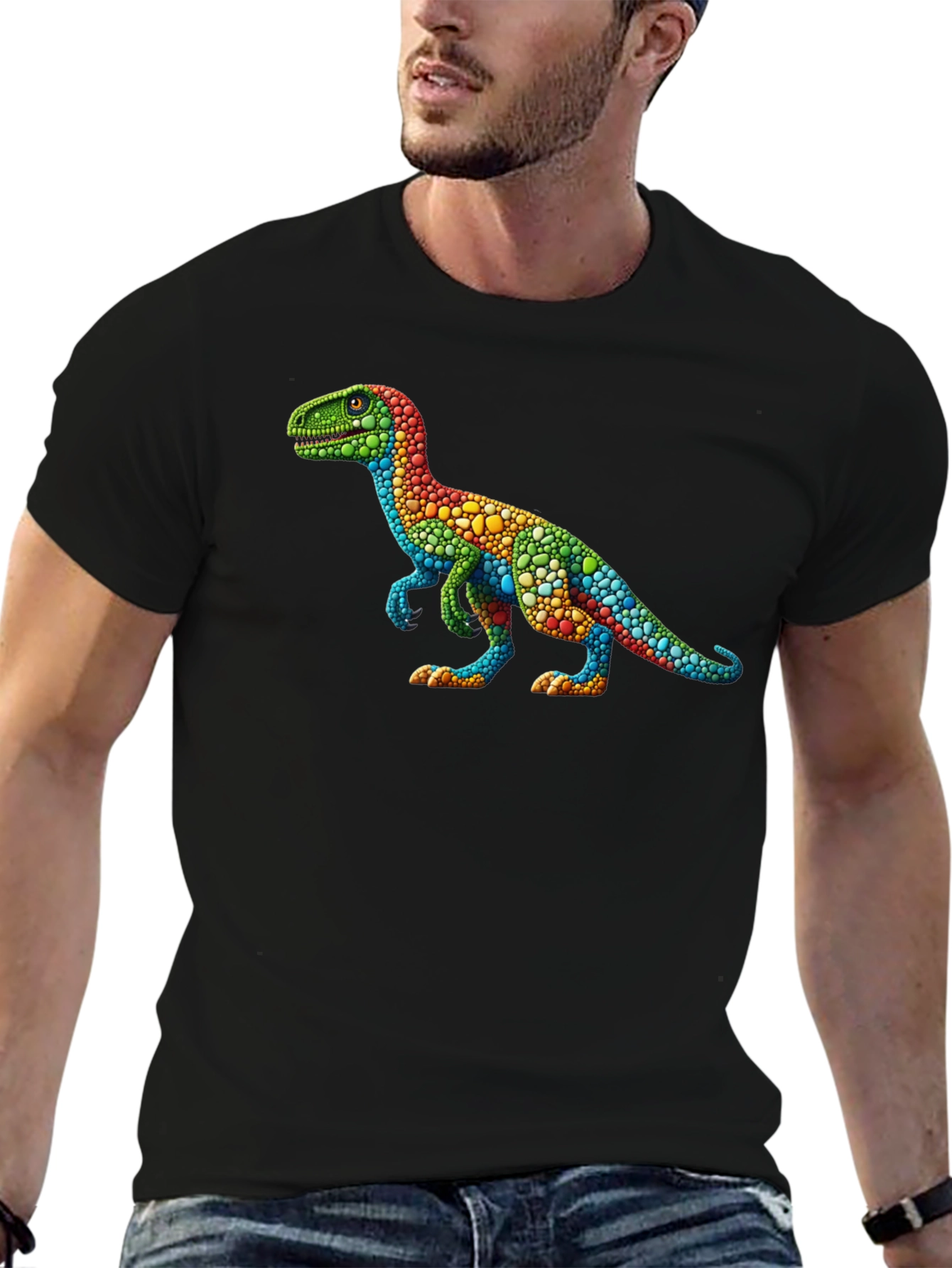 Rainbow Dinosaur T-Shirt - Unique Graphic Tee