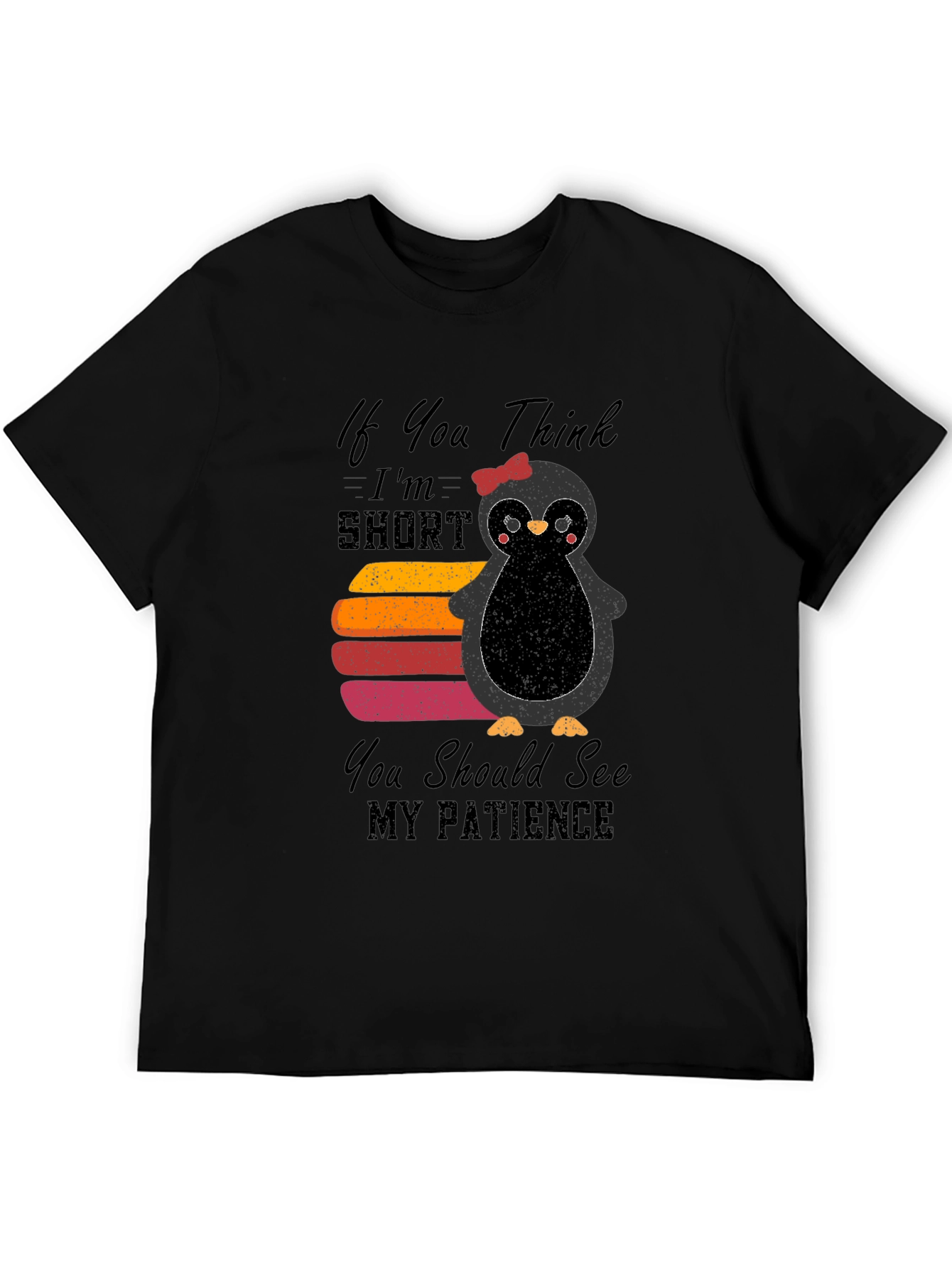 Cute Penguin Short Patience Graphic T-Shirt