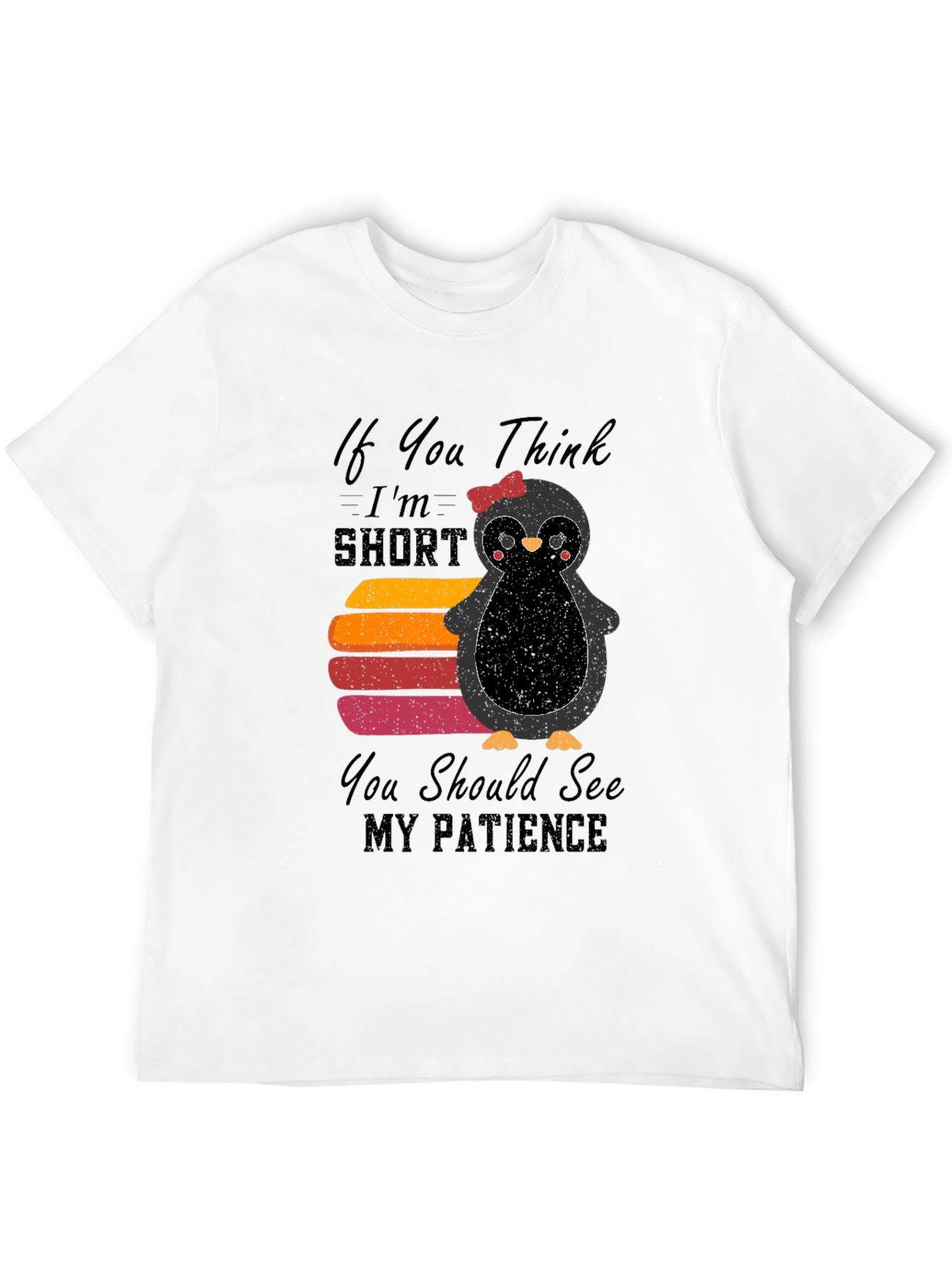 Cute Penguin Short Patience Graphic T-Shirt