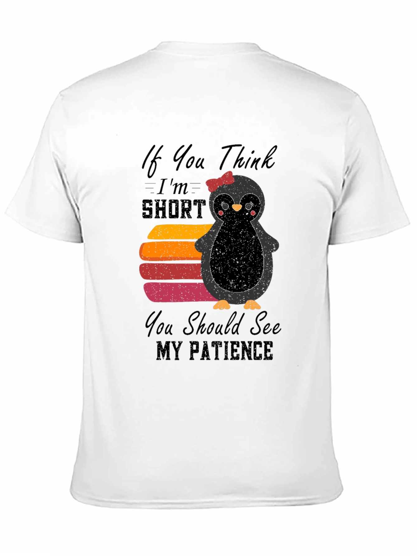 Cute Penguin Short Patience Graphic T-Shirt