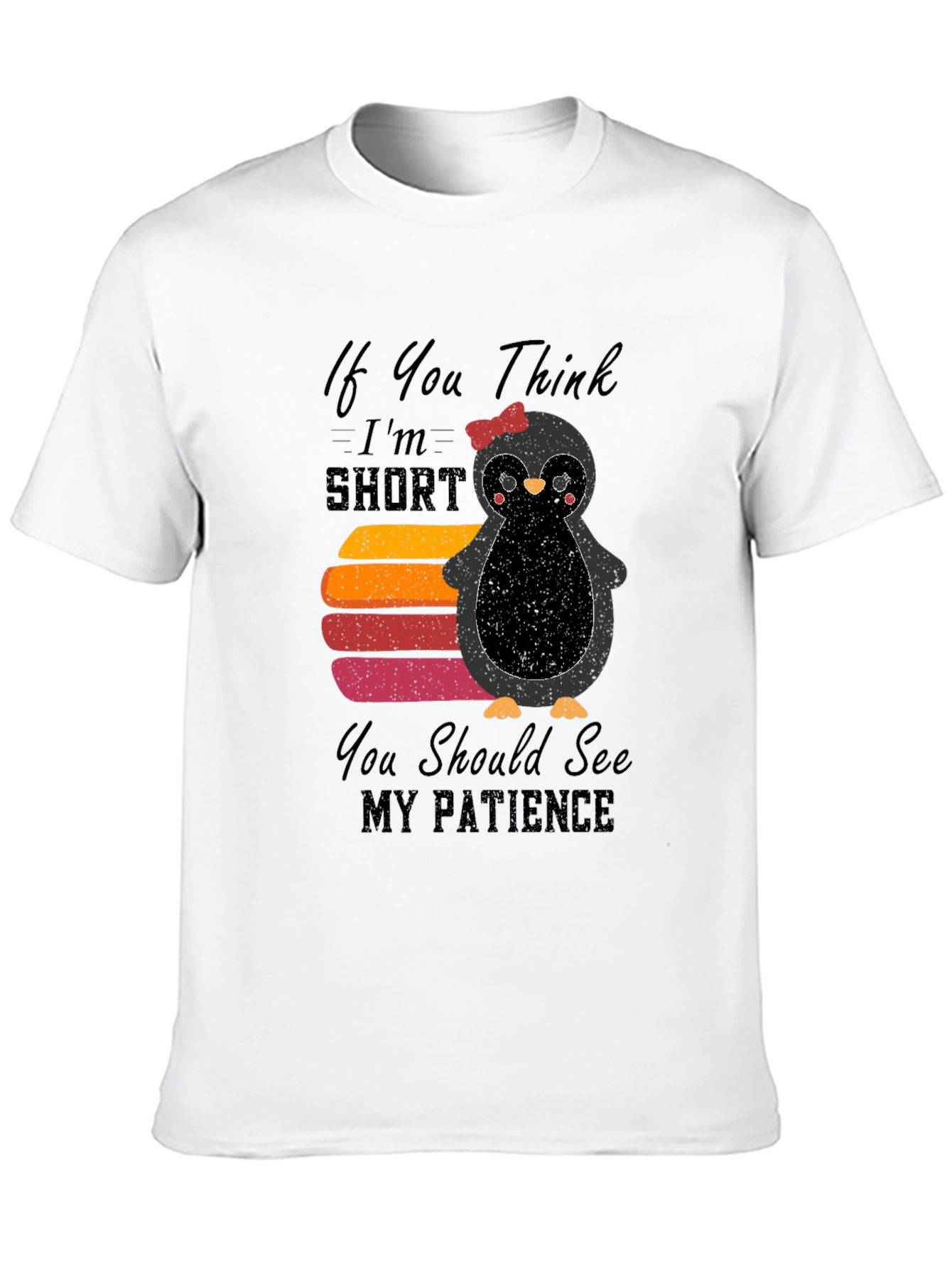 Cute Penguin Short Patience Graphic T-Shirt