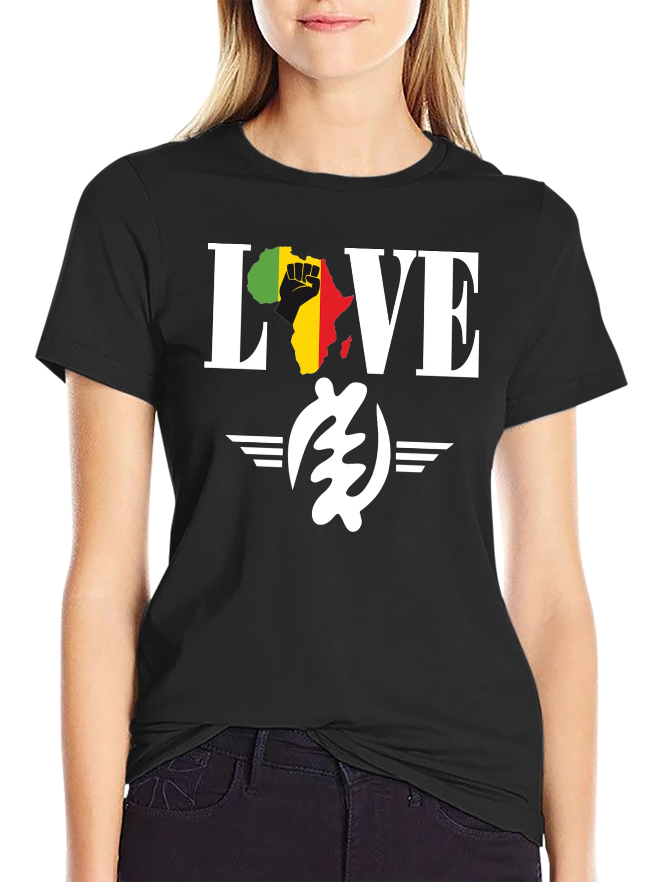Afro Fist LOVE Black T-Shirt