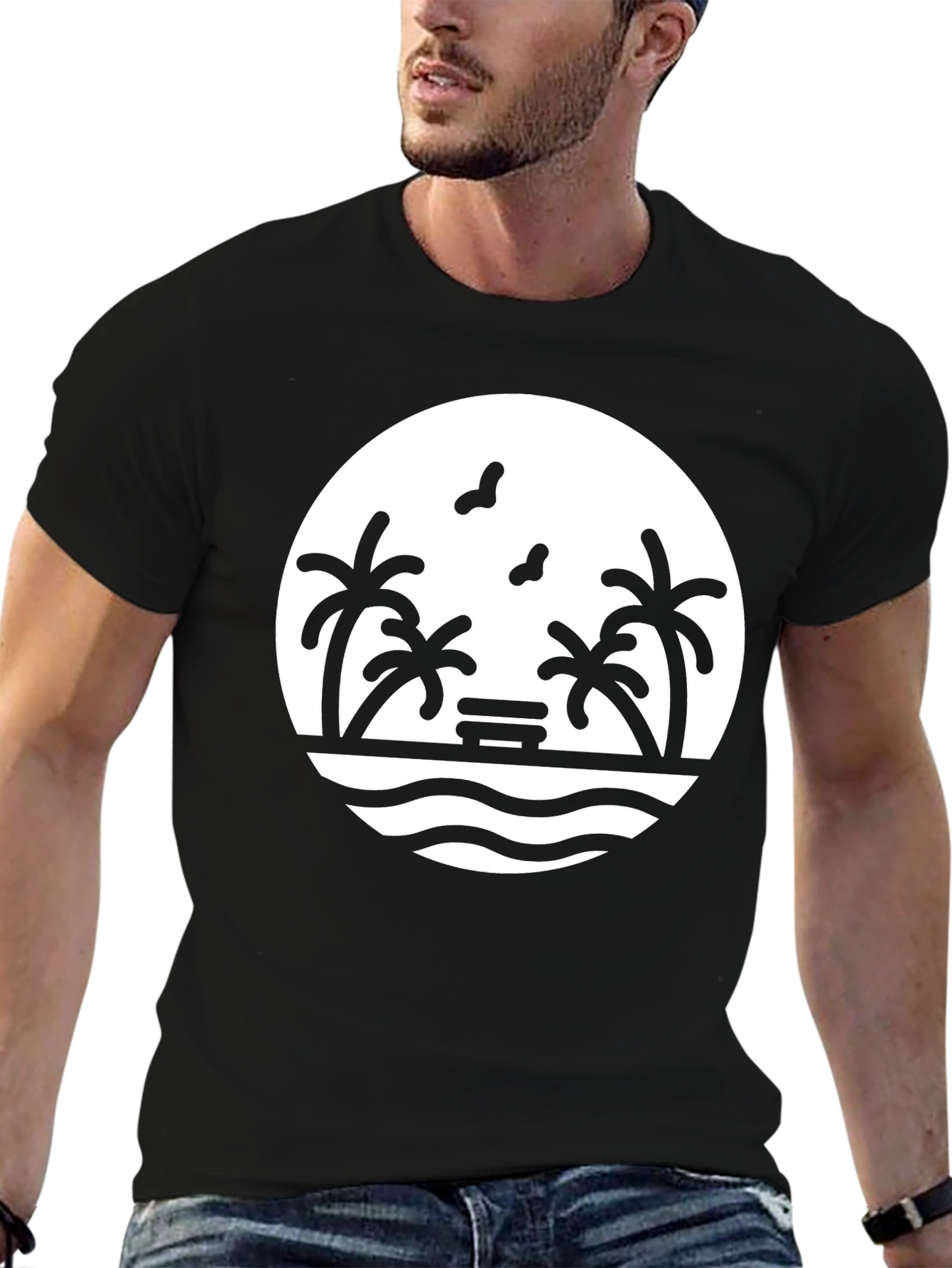 Black Beach Scene Graphic Tee