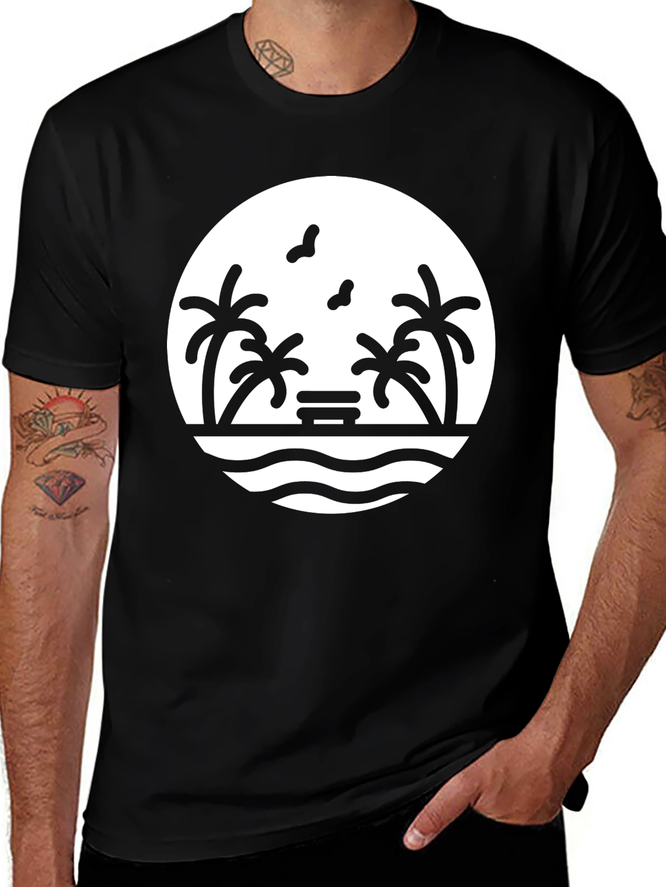 Black Beach Scene Graphic Tee