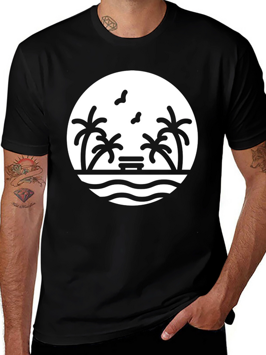 Black Beach Scene Graphic Tee