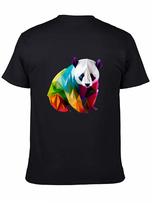 Geometric Panda Graphic Tee - Black Crew Neck