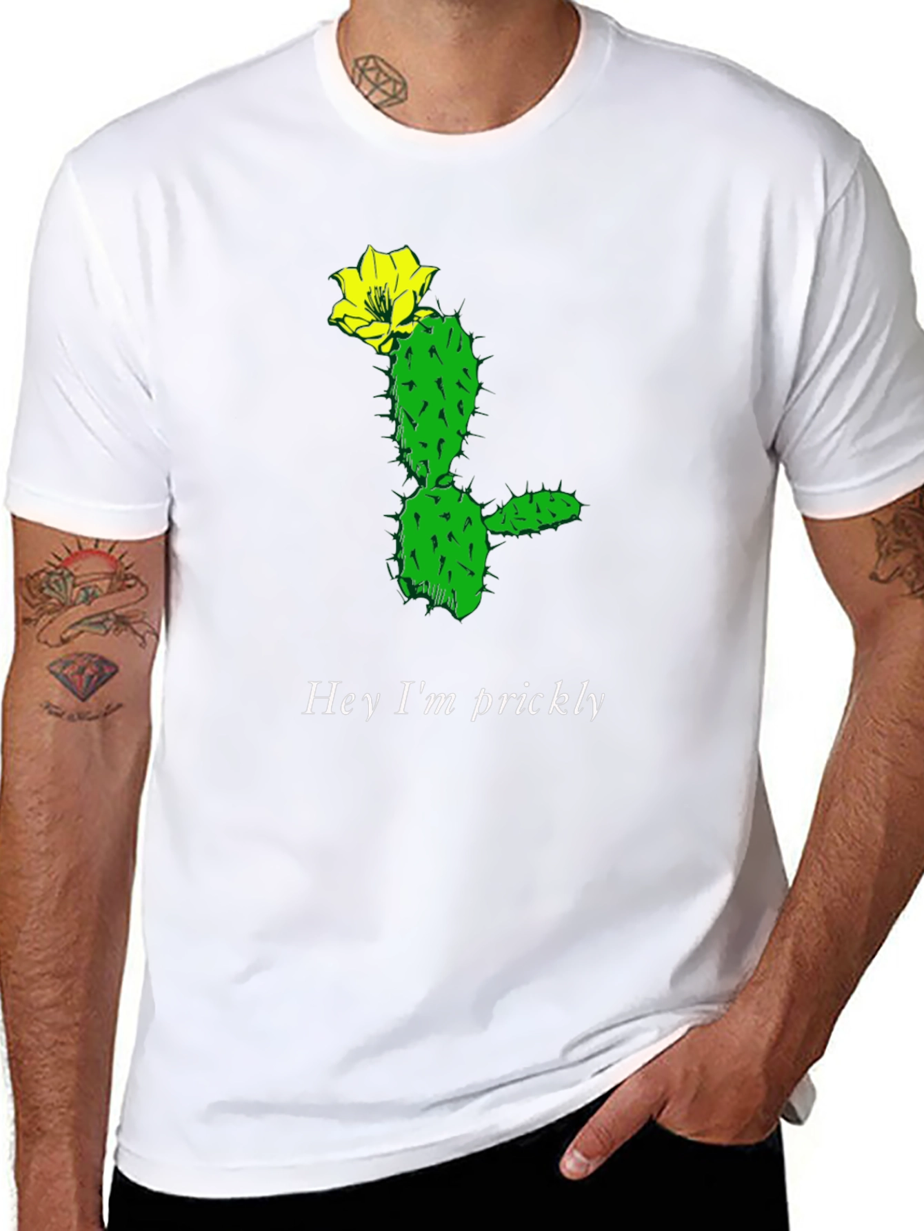 Prickly Cactus Graphic T-Shirt - Black