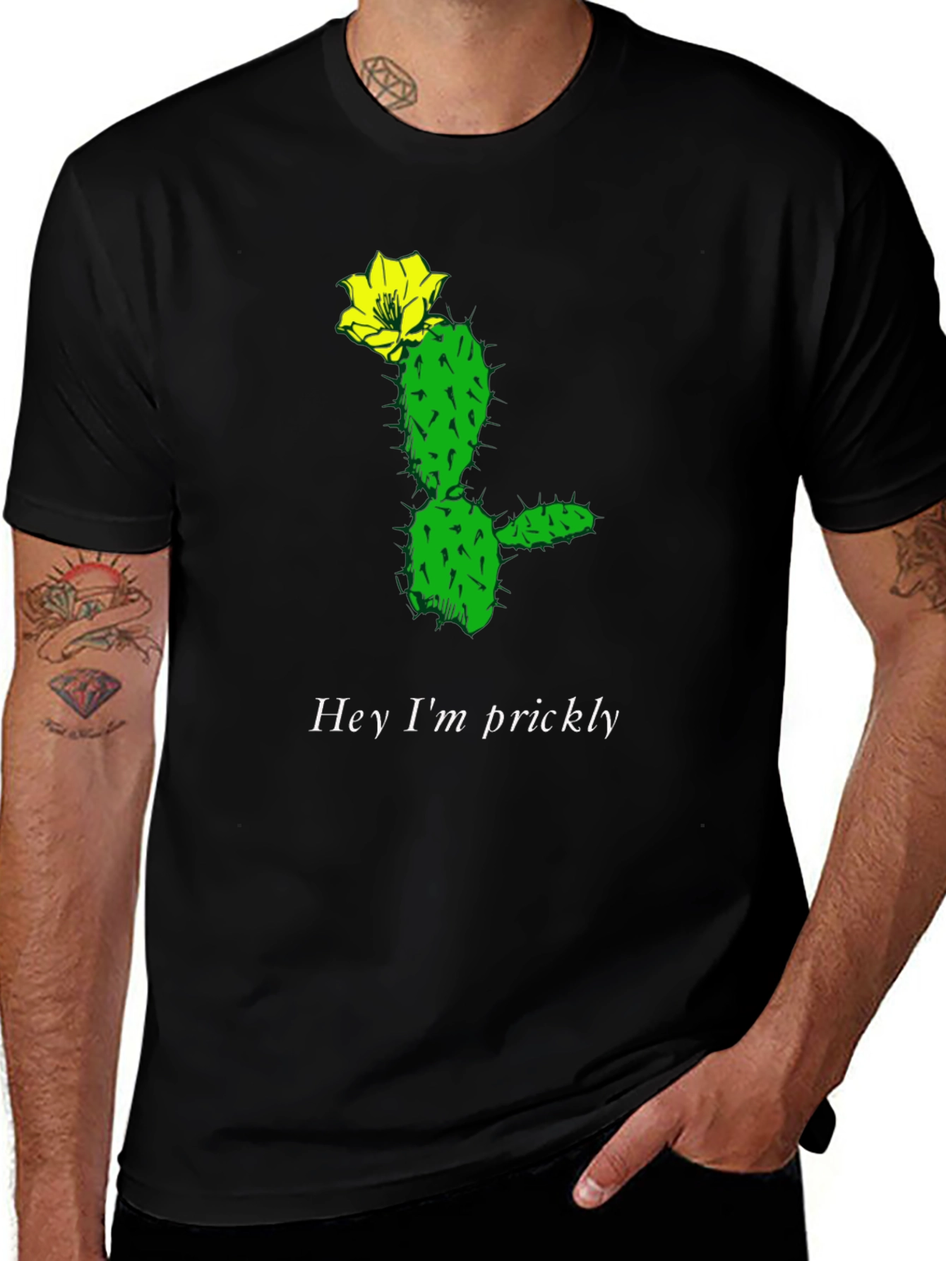 Prickly Cactus Graphic T-Shirt - Black