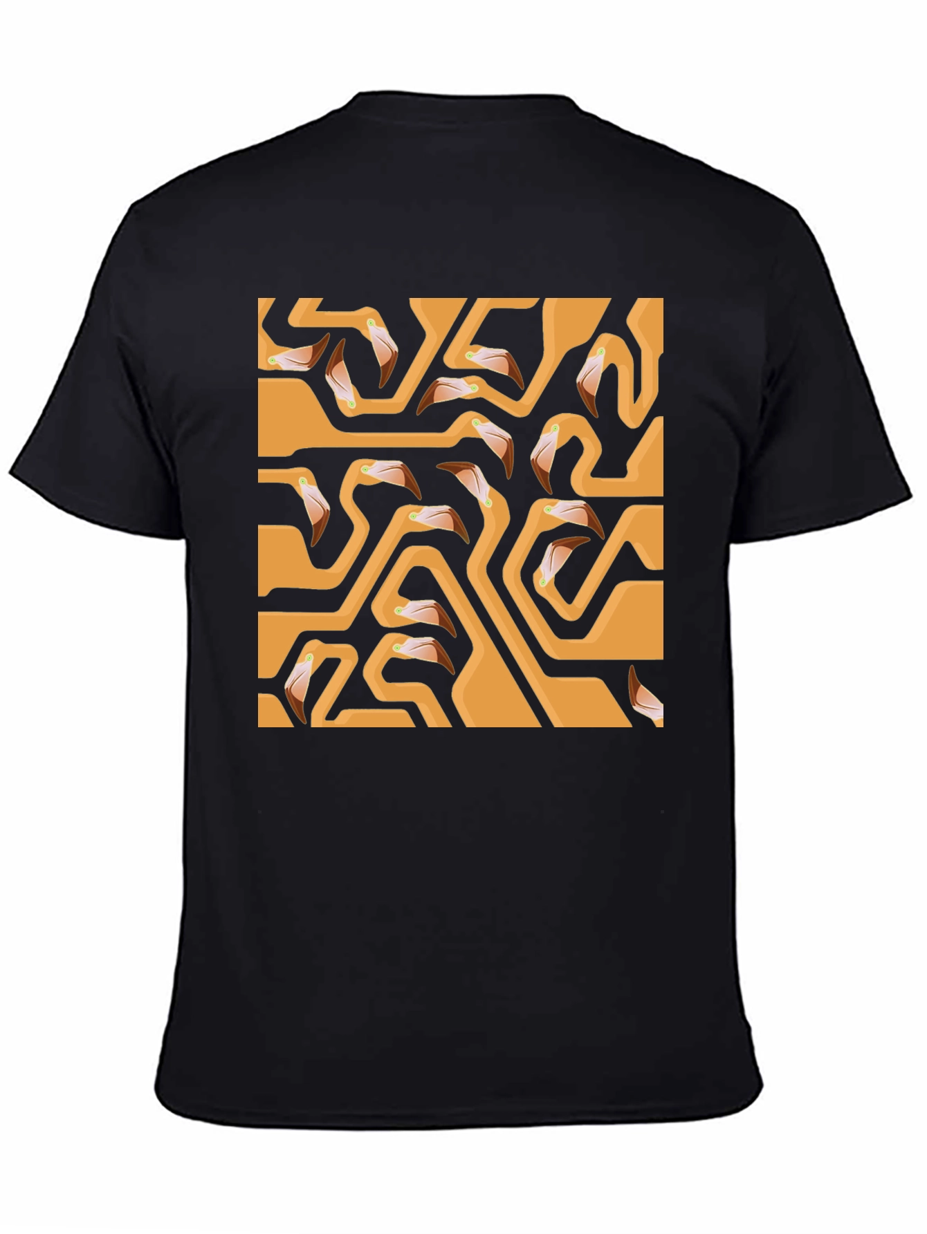 Flamingo Head Maze Black T-Shirt
