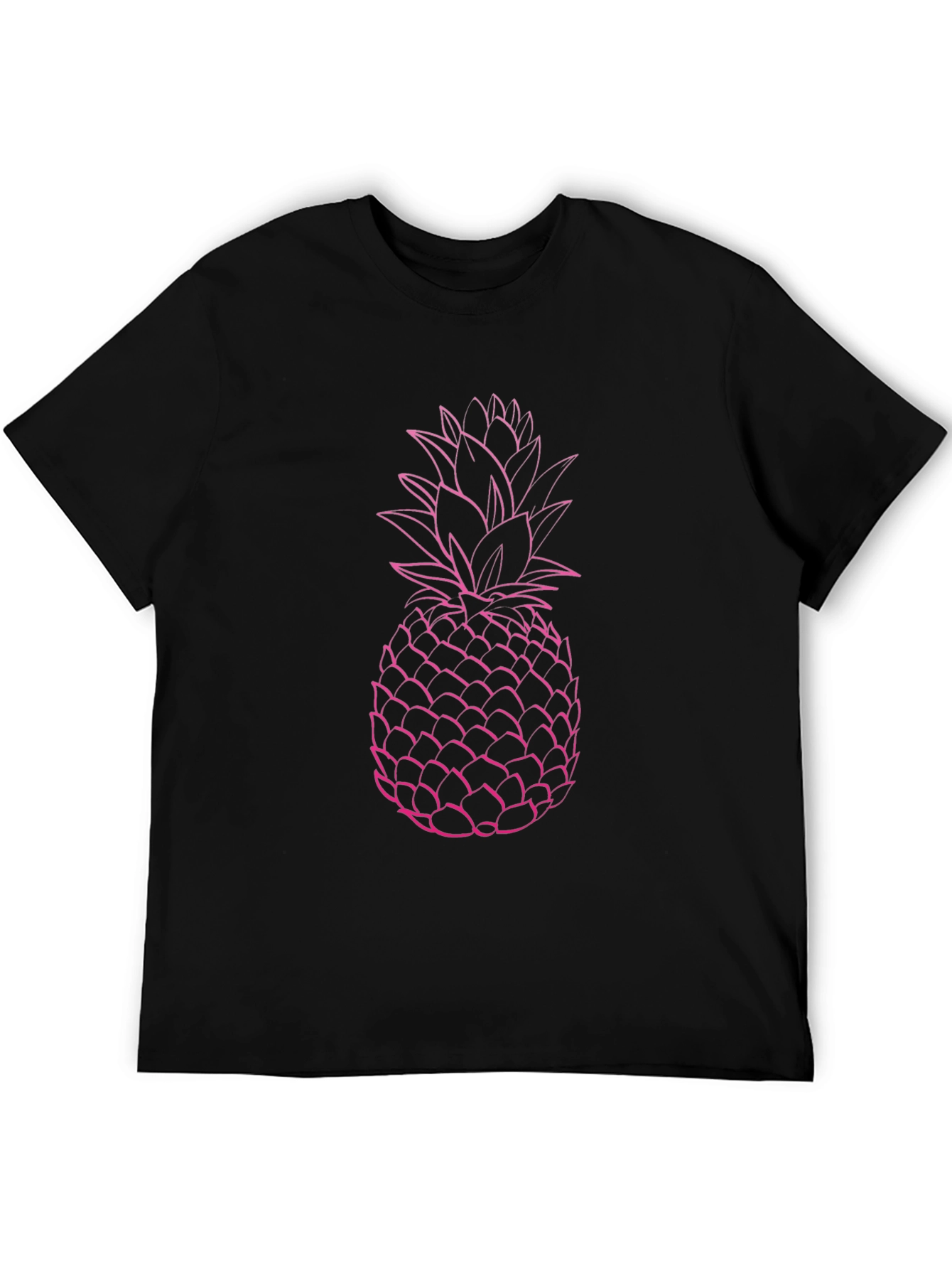 Pink Pineapple Graphic Black T-Shirt