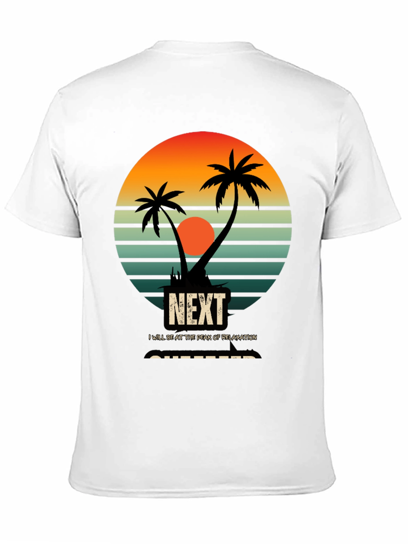 Relaxation Mode T-Shirt: Palm Tree Sunset Graphic Tee