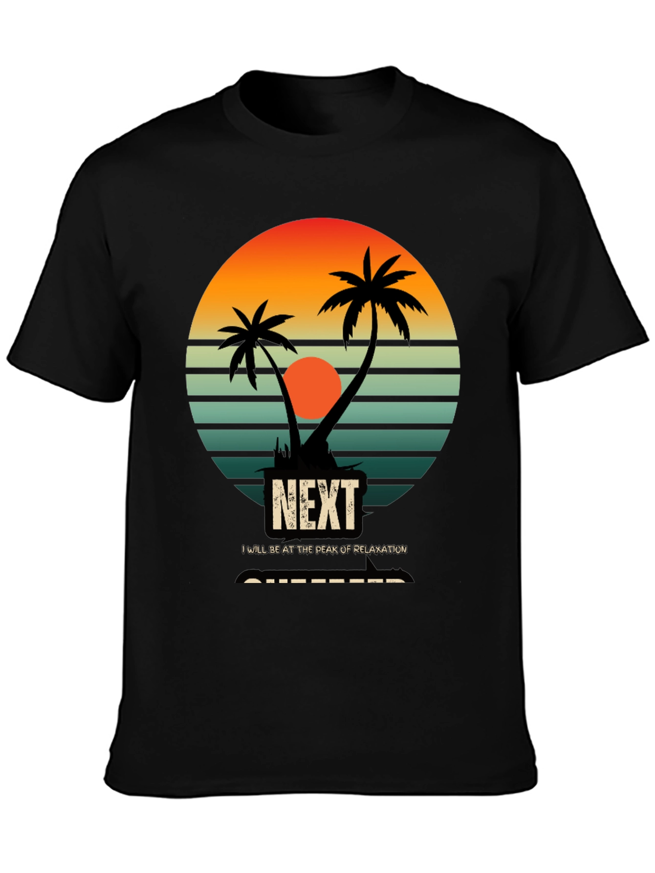 Relaxation Mode T-Shirt: Palm Tree Sunset Graphic Tee
